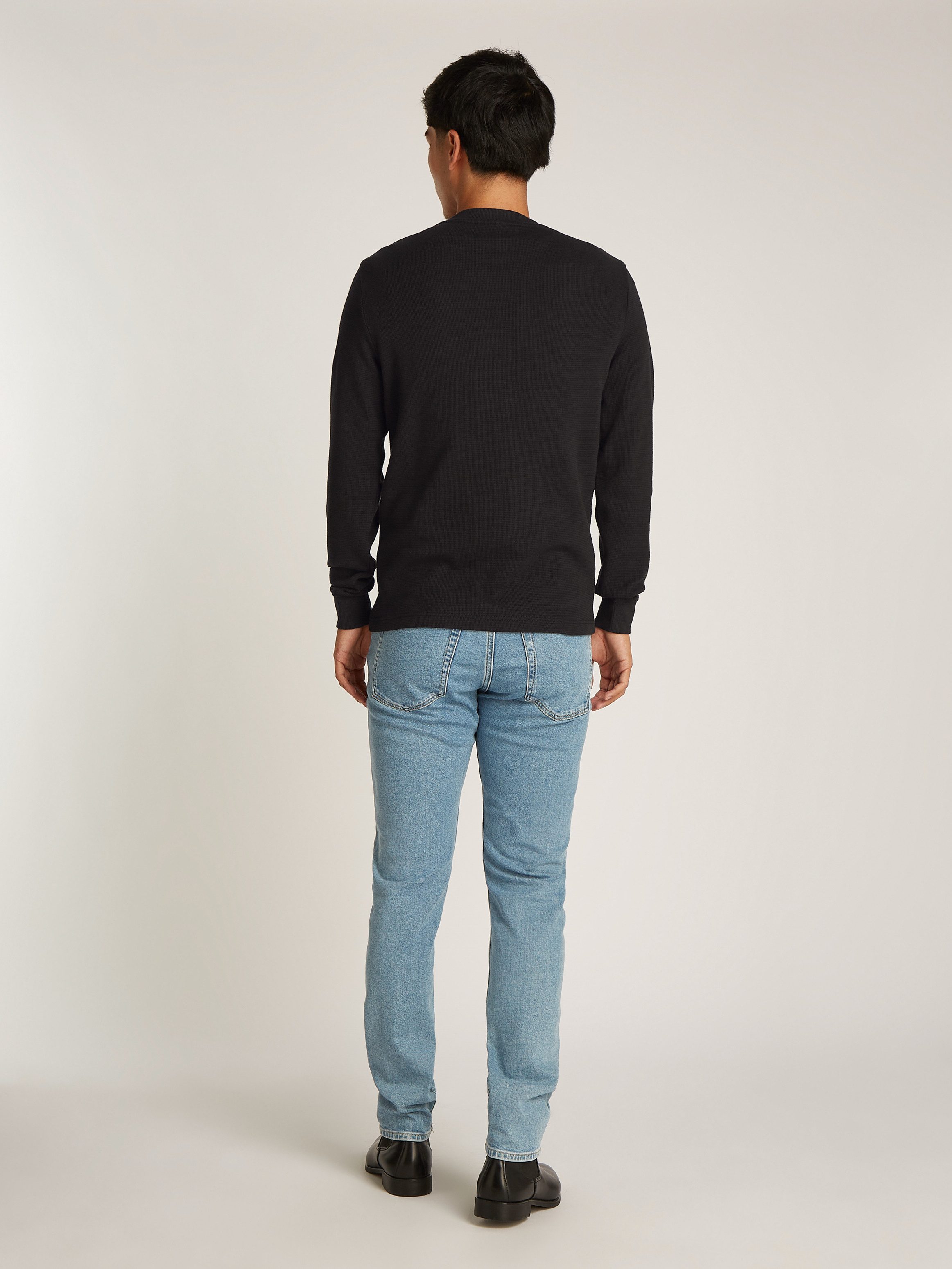 Calvin Klein Shirt met lange mouwen WOVEN LABEL WAFFLE LS TEE
