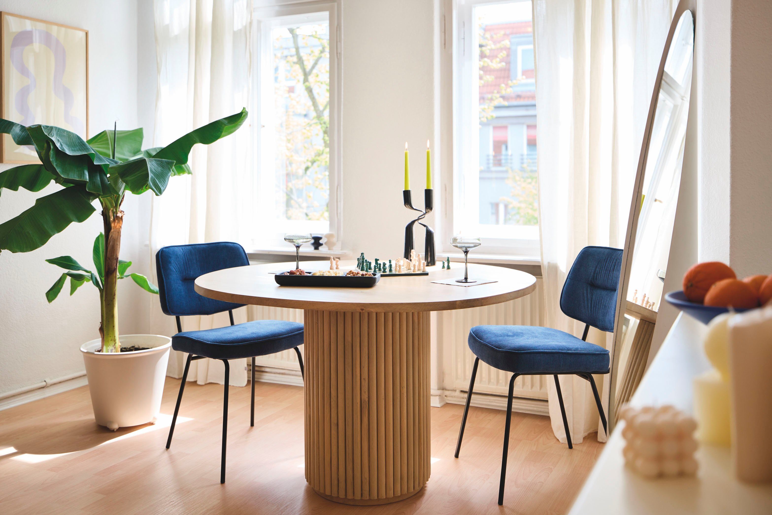 TOM TAILOR HOME Eettafel Ribbed Side Table High met kolomvoet in extravagante ribbel-look