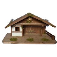 alfred kolbe kribbe kerststal voor 11 cm figuren met massief houten vloer echt hout (1-delig) bruin