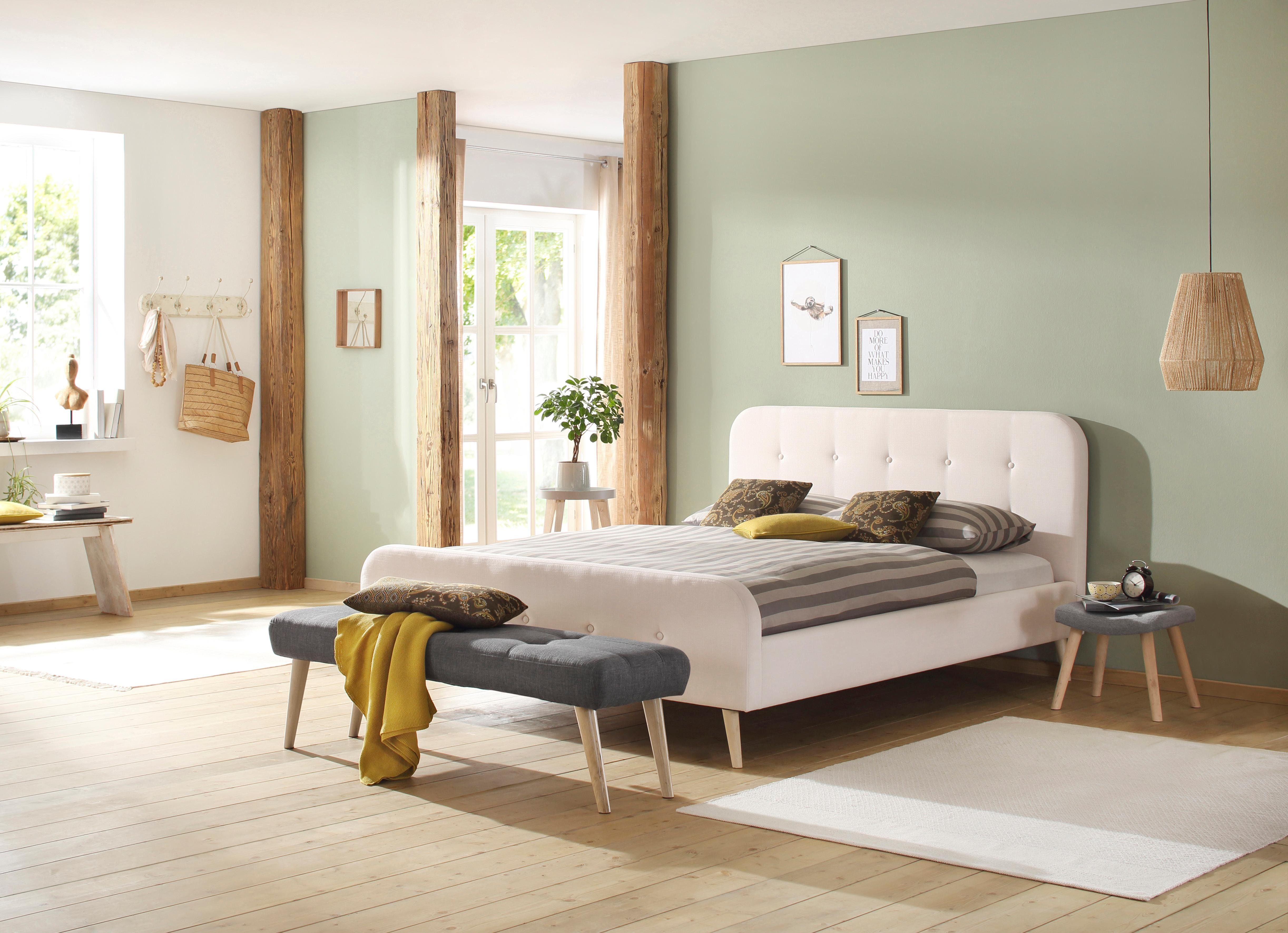 Home affaire Gestoffeerd bed Amrum met luxueuze knopen aan het zacht verdikte hoofd- en voetbord