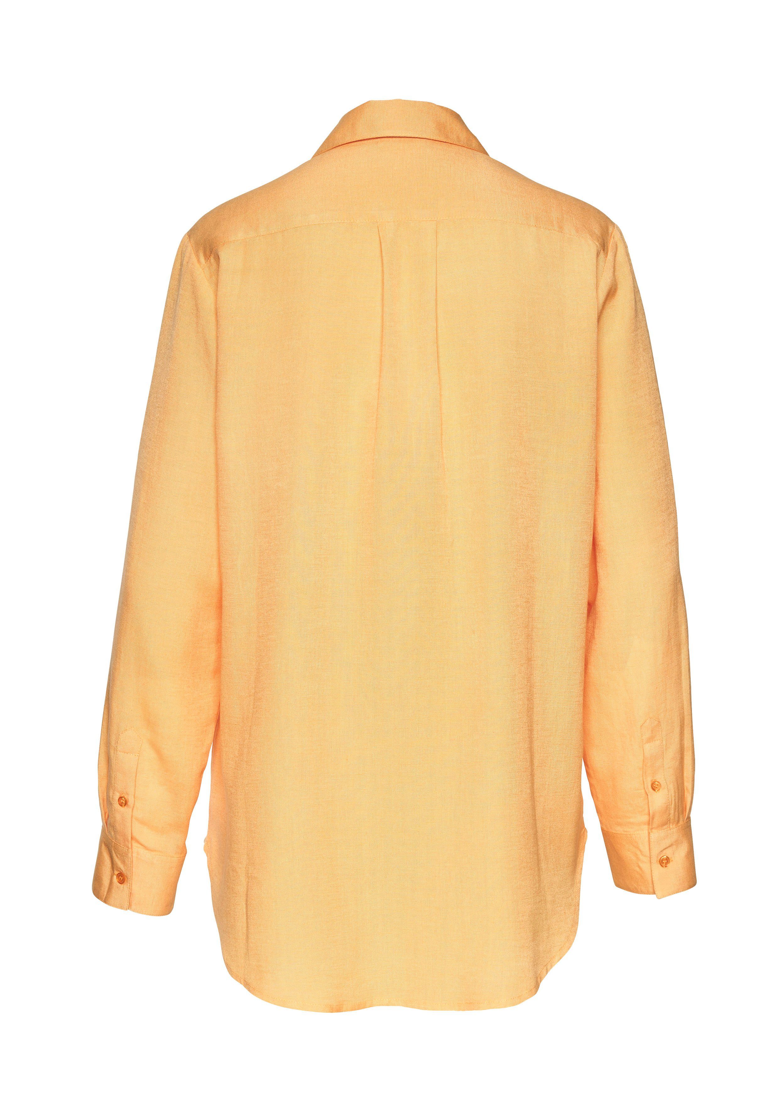 Lascana Overhemdblouse van linnenmix damesblouse met overhemdkraag en knoopsluiting
