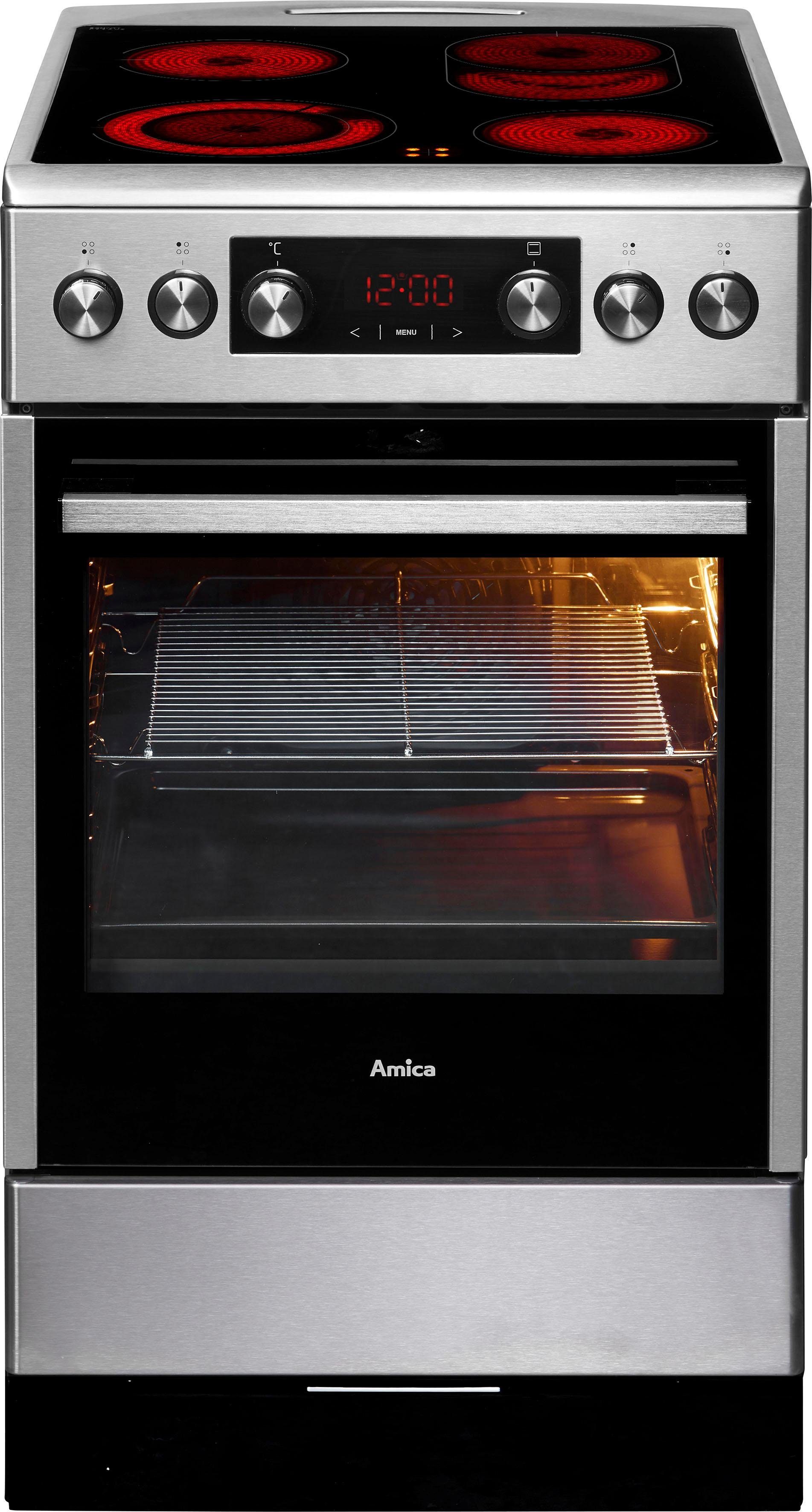 Amica Vrijstaand elektrisch fornuis SHC 904 100 soft-closesysteem elektrische fornuizen zilver(kleur)