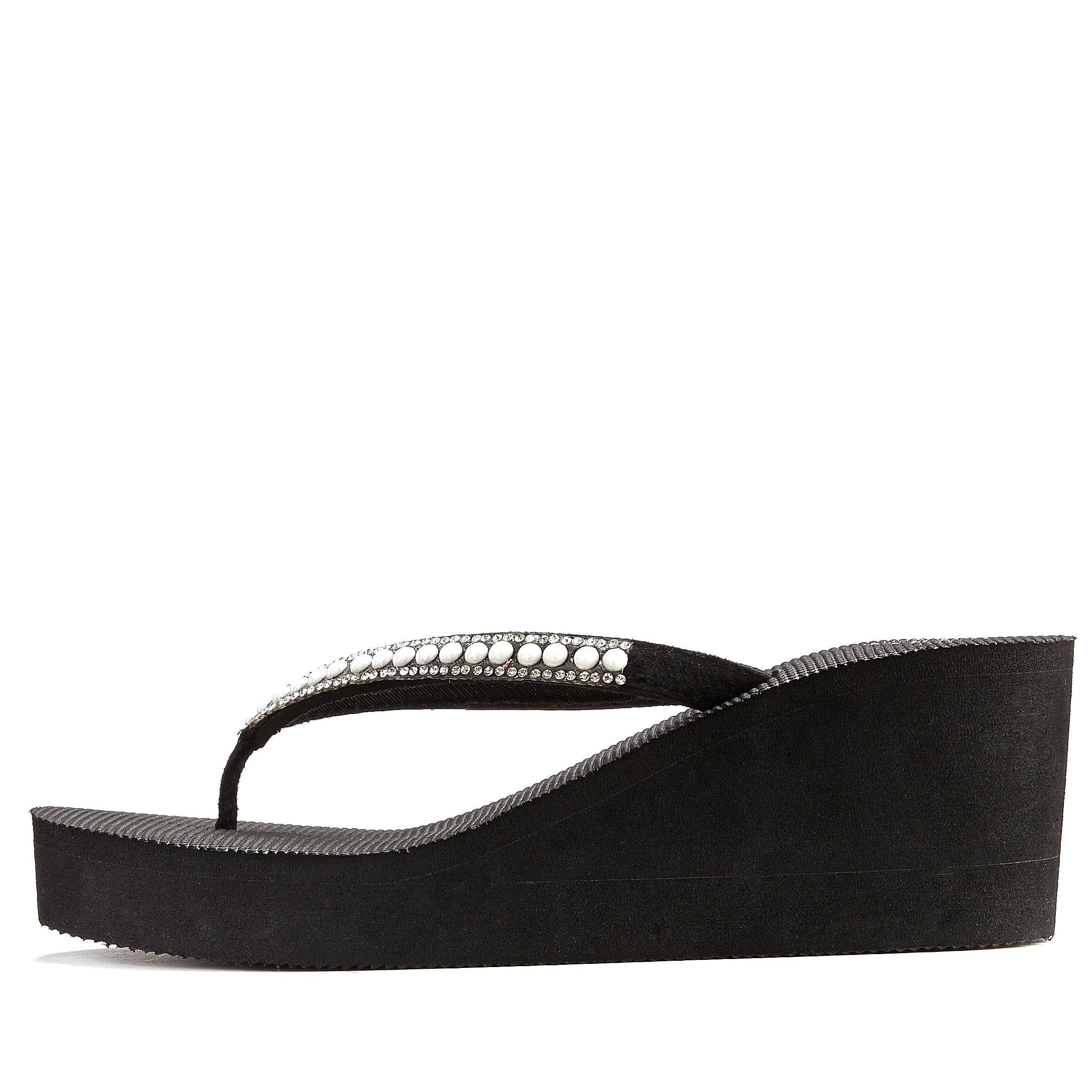 Lascana Badslippers Sandaal, pantoletten, badschoen met sleehak en parels VEGAN