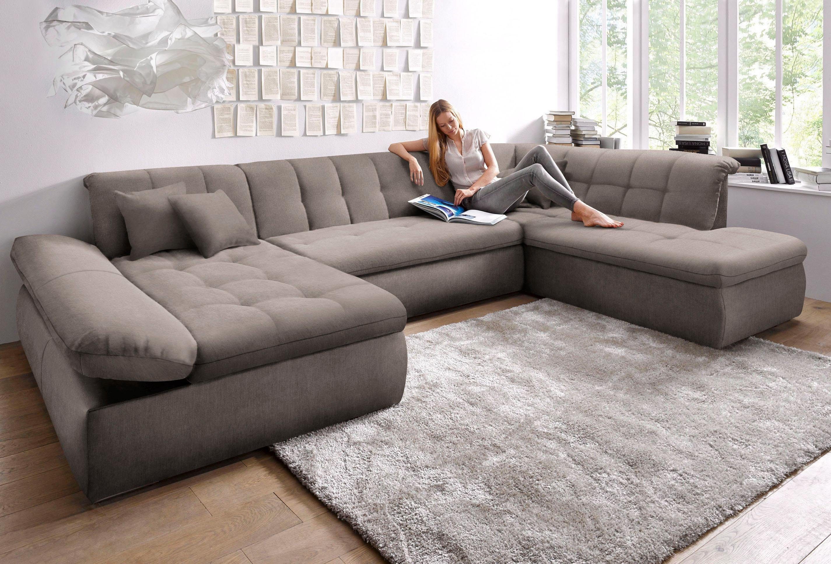 DOMO collection Zithoek NMoric in XXL-formaat, B/D/H: 353/216/80 cm, incl. decoratiekussen U-vorm