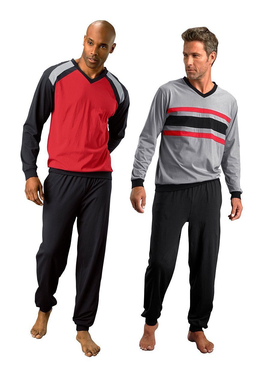 le jogger® Pyjama Pyjama in lange vorm (4-delig, Set van 2)