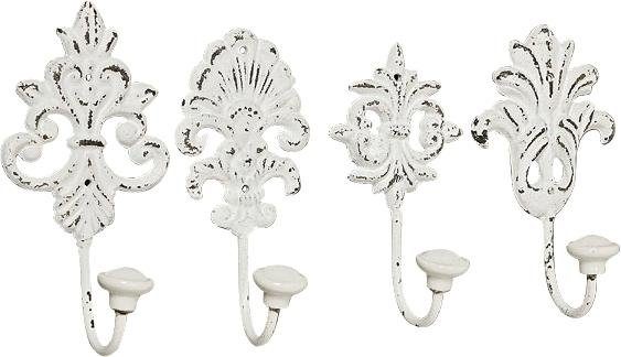 Home affaire Wandhaak Ivy (set, 4 stuks) wandkapstokken maat L/B/H: 6,5/8/17 cm wit