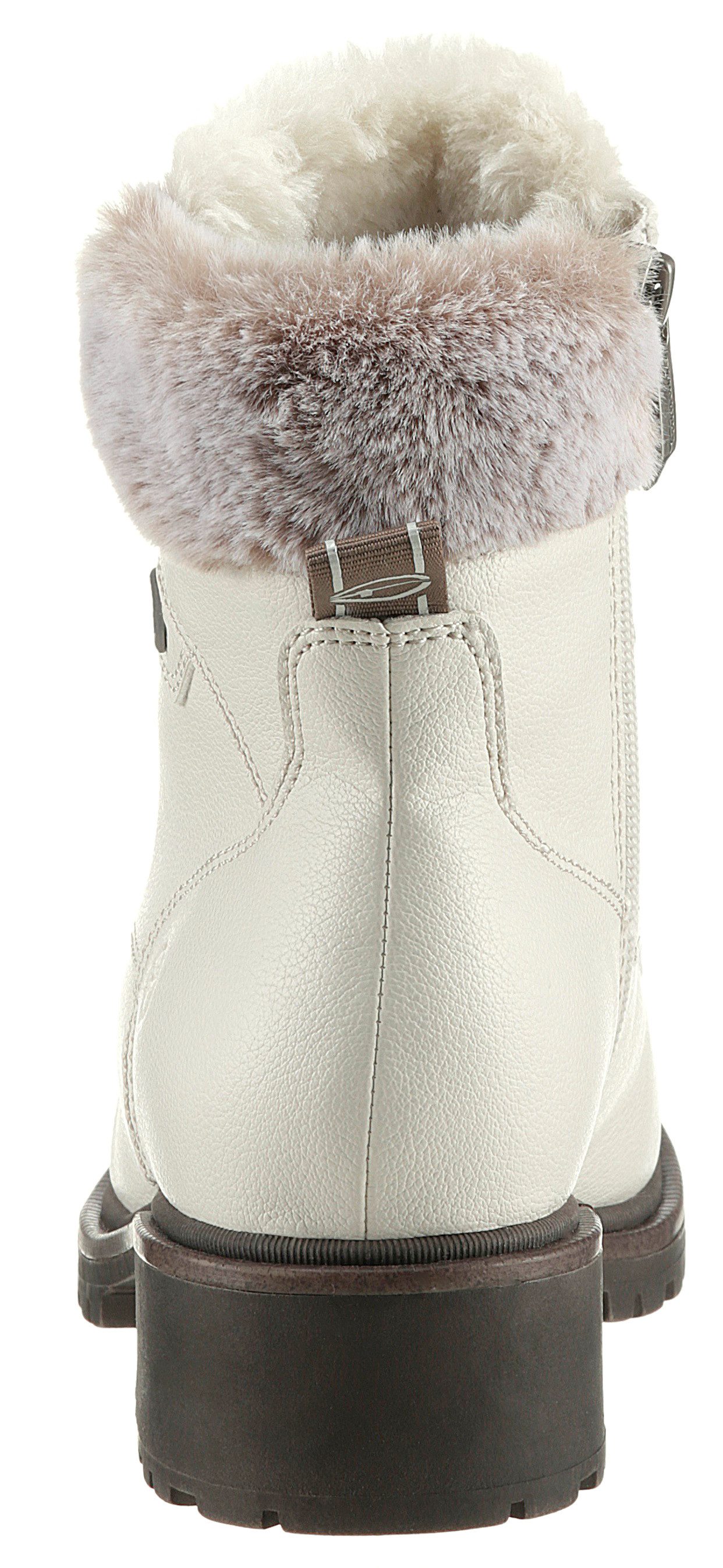 Tamaris Winterlaarzen hakken, winter-enkellaars, veterschoenen in vegan-verwerking