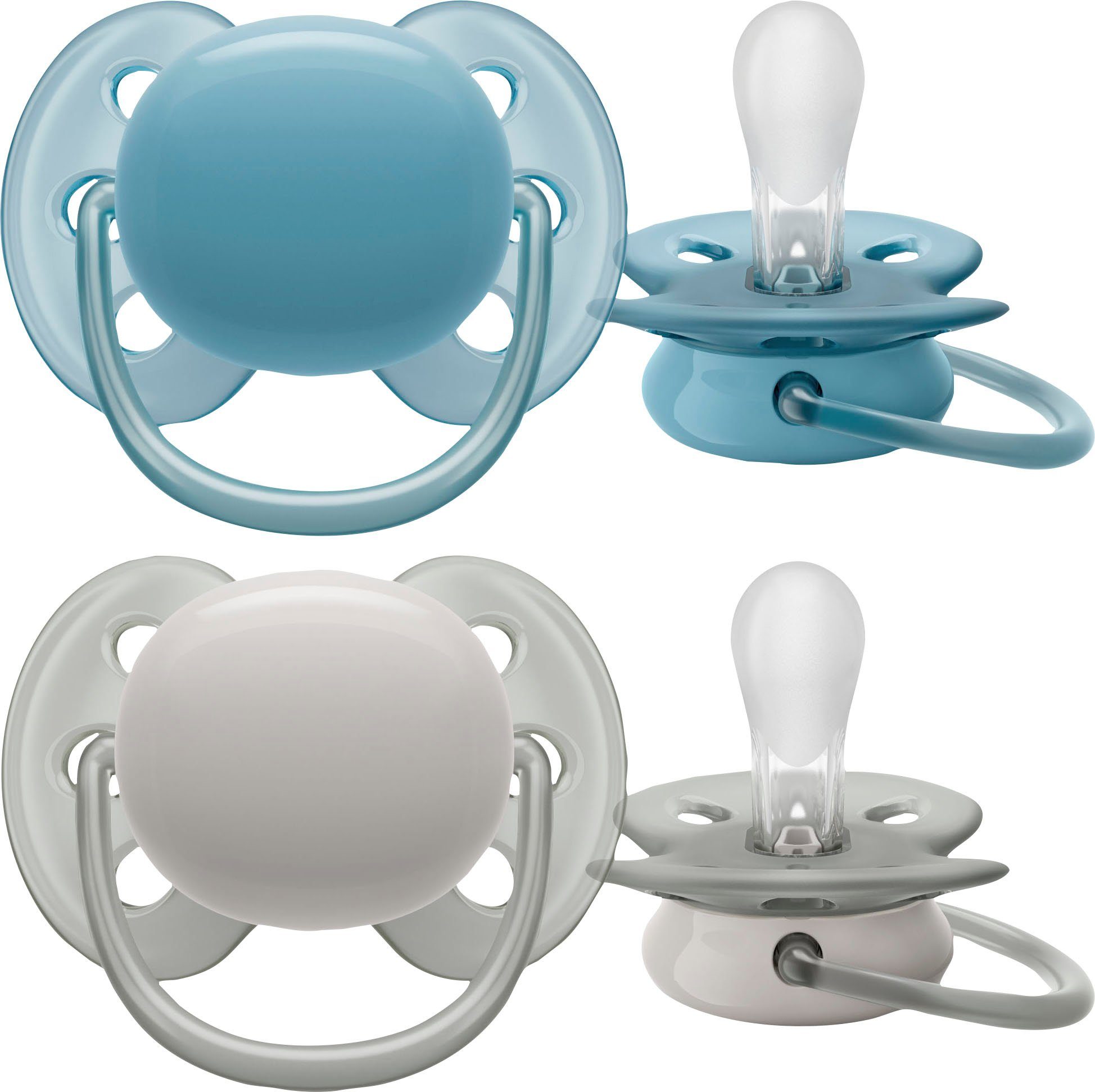 Philips AVENT Speen Ultra soft SCF091/36 orthodontisch, met transport- en sterilisatiehouder, 6 tot 18 maanden (4 stuks)