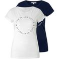 tom tailor denim t-shirt met logo print (set, 2-delig, set van 2) blauw