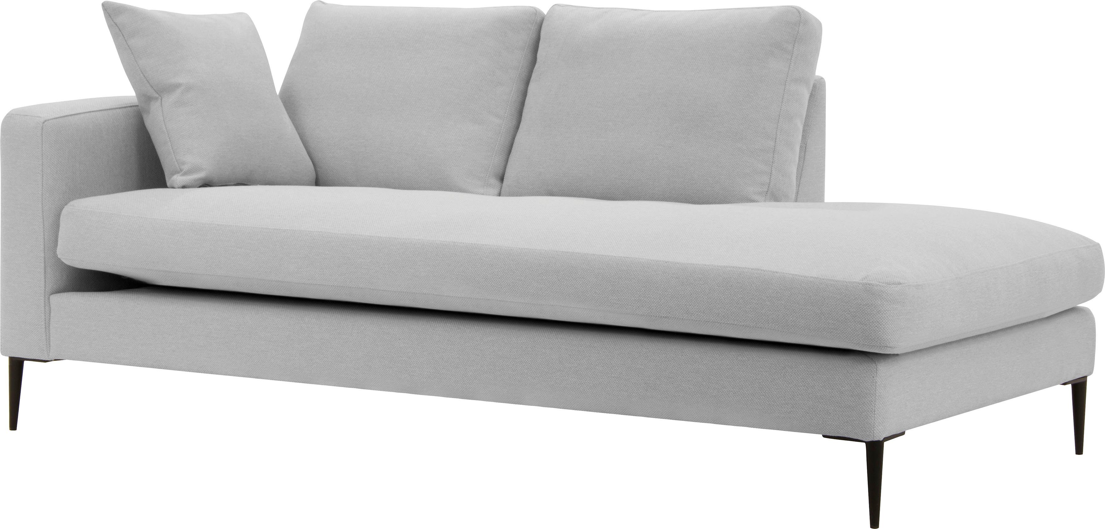 Leonique Récamier Cozy chaise longue, afmetingen B/D/H: 195/97/80 cm met los kussen en metalen poten, armleuning naar keuze links of rechts