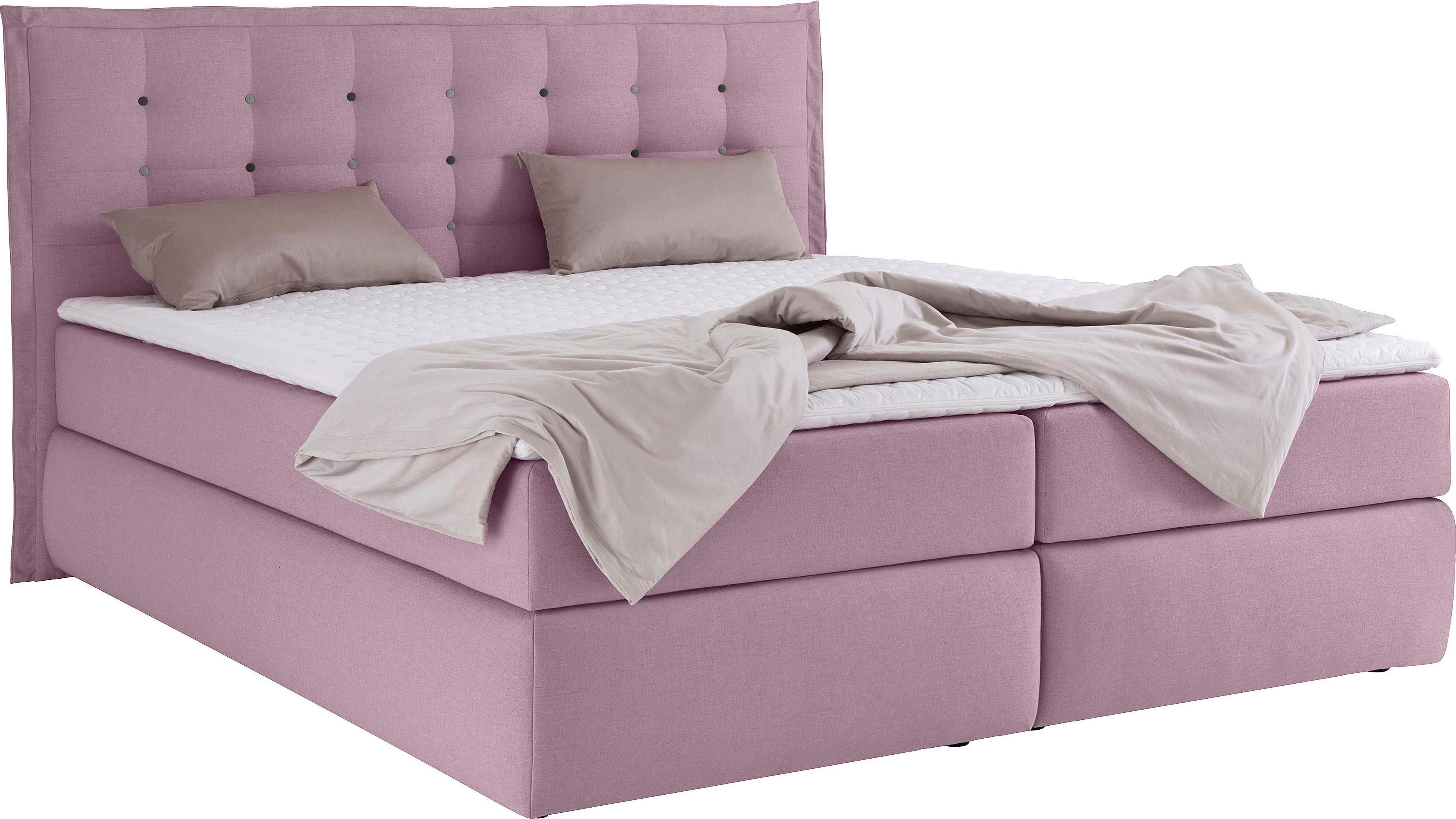 INOSIGN Boxspring Sagres Hoofdbord met 2-kleurige zachte bies en tweekleurige knopen