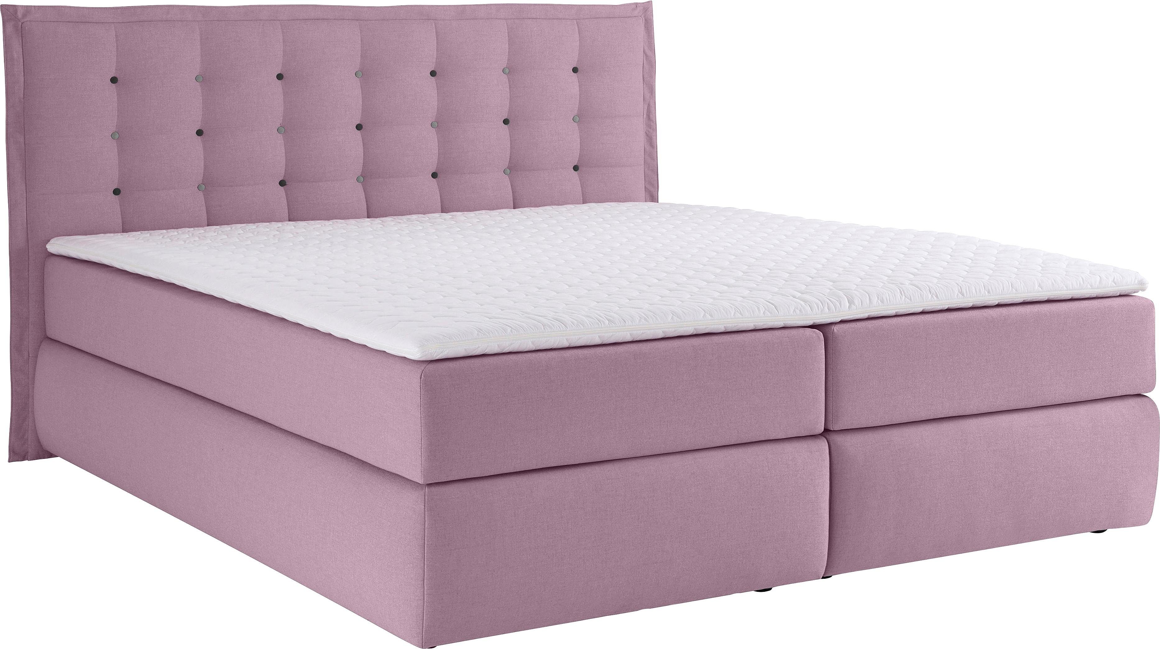 INOSIGN Boxspring Sagres Hoofdbord met 2-kleurige zachte bies en tweekleurige knopen