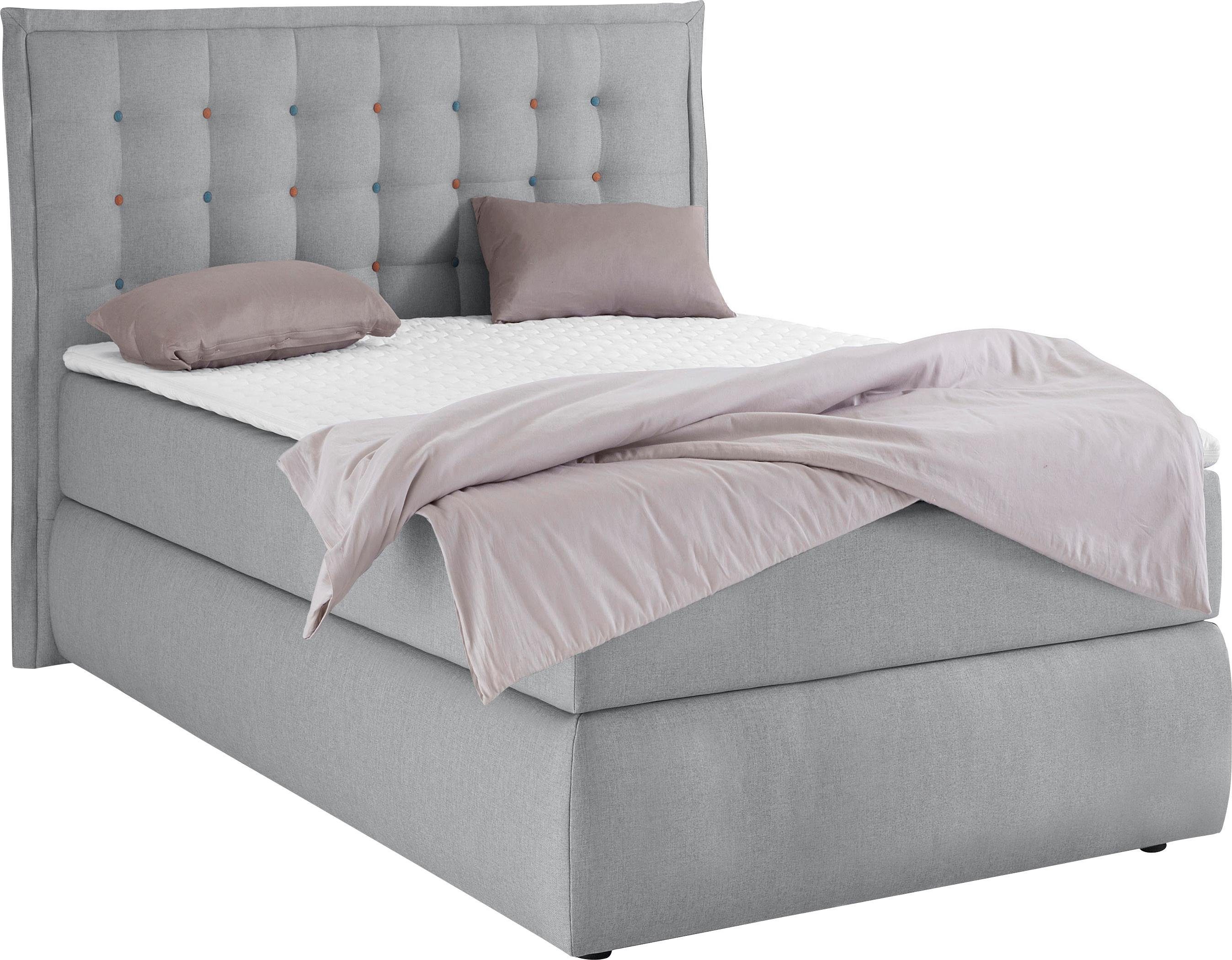 INOSIGN Boxspring Sagres Hoofdbord met 2-kleurige zachte bies en tweekleurige knopen