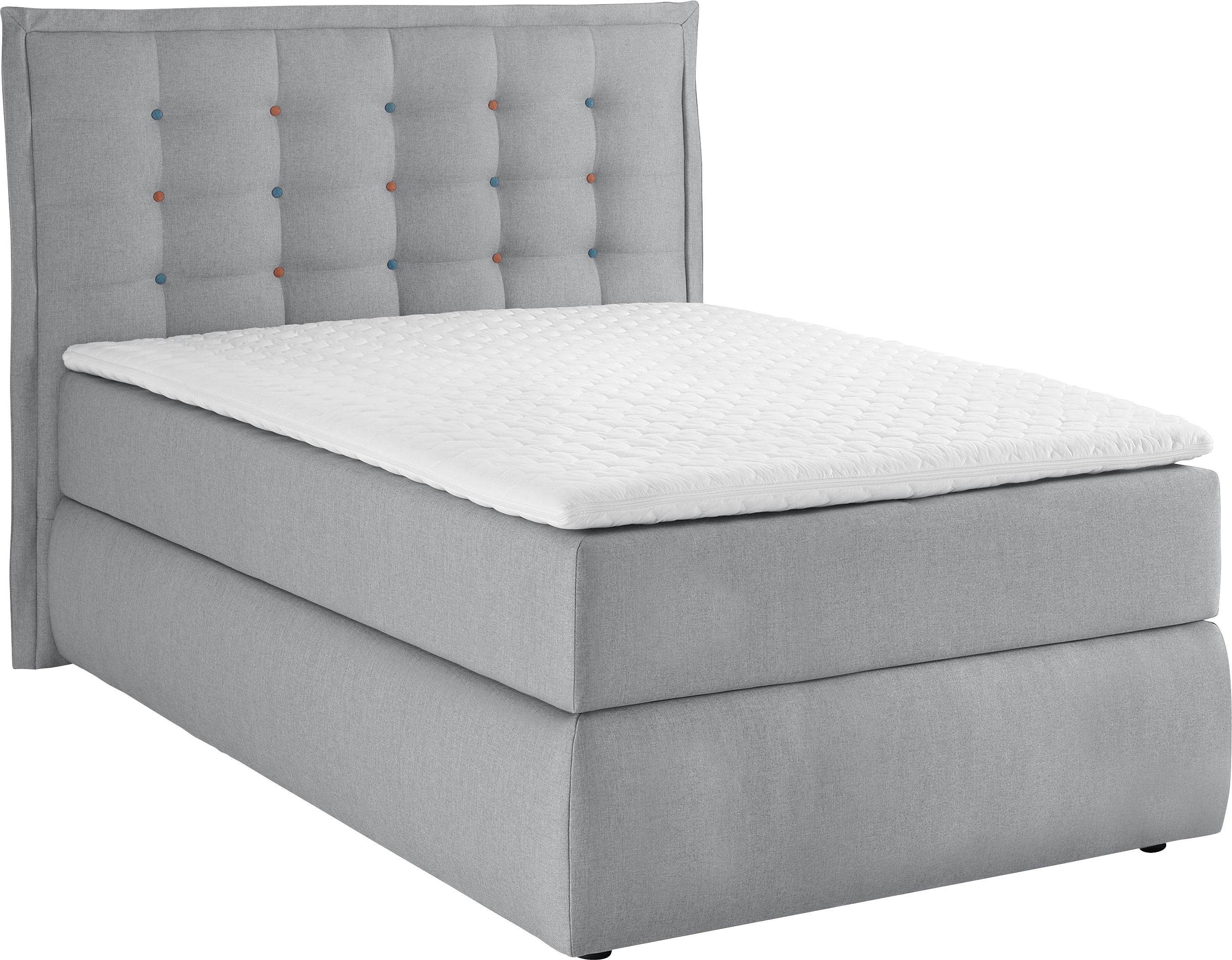 INOSIGN Boxspring Sagres Hoofdbord met 2-kleurige zachte bies en tweekleurige knopen