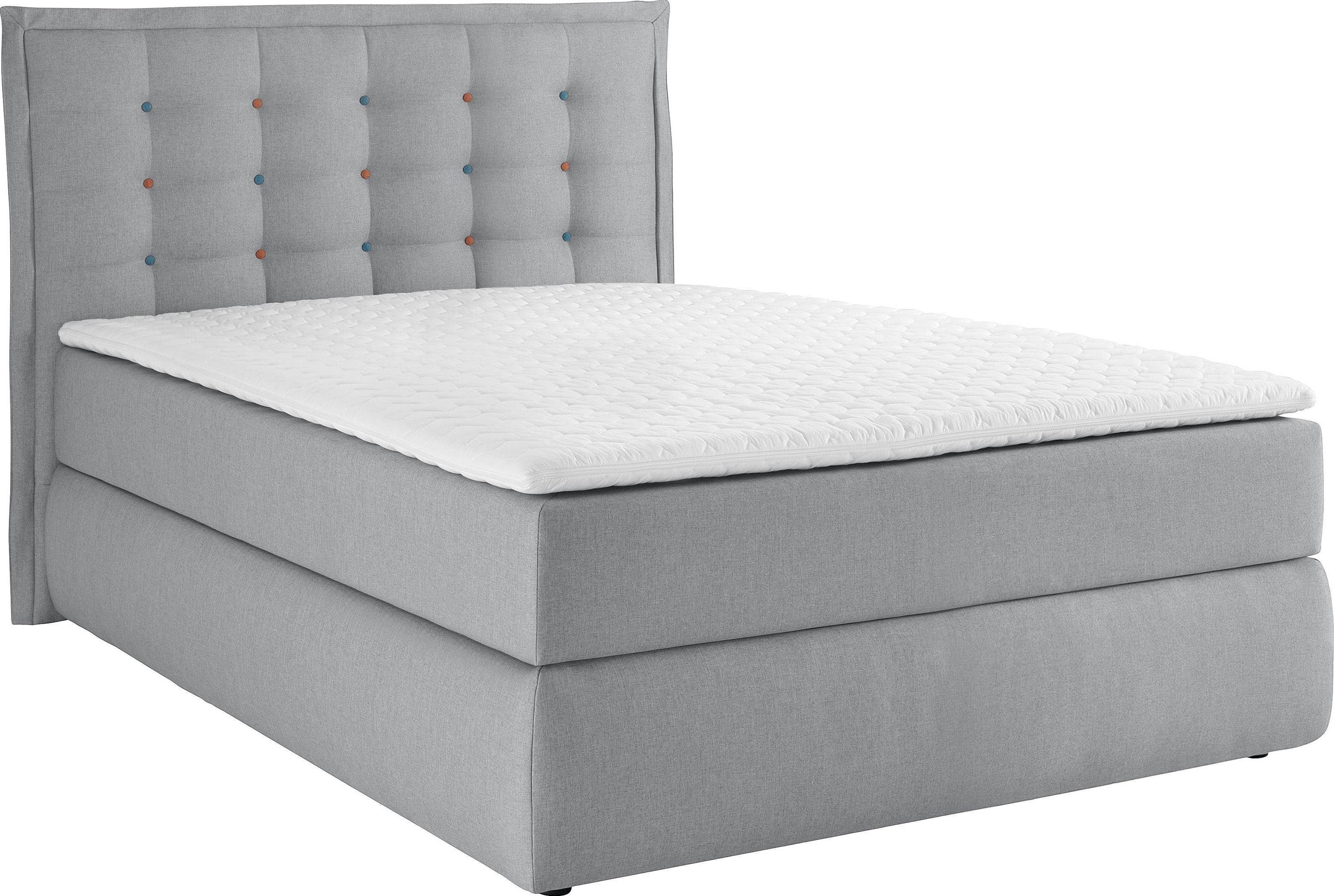 INOSIGN Boxspring Sagres Hoofdbord met 2-kleurige zachte bies en tweekleurige knopen