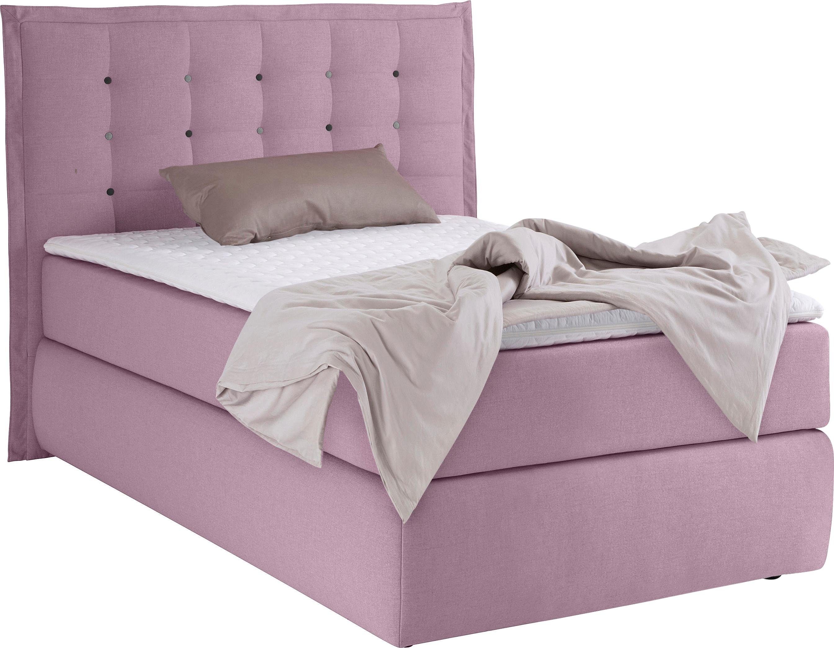 INOSIGN Boxspring Sagres Hoofdbord met 2-kleurige zachte bies en tweekleurige knopen