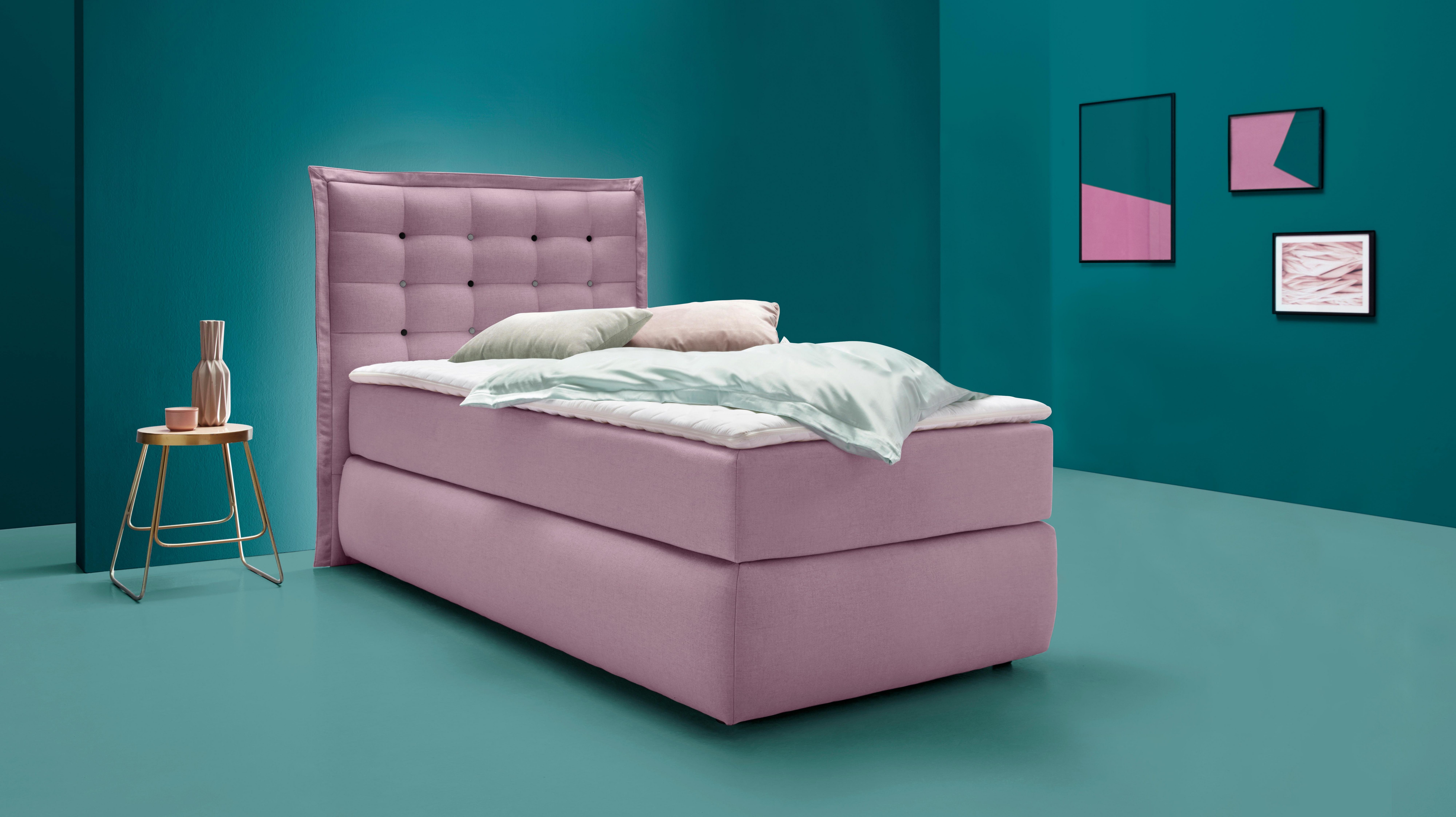 INOSIGN Boxspring Sagres Hoofdbord met 2-kleurige zachte bies en tweekleurige knopen