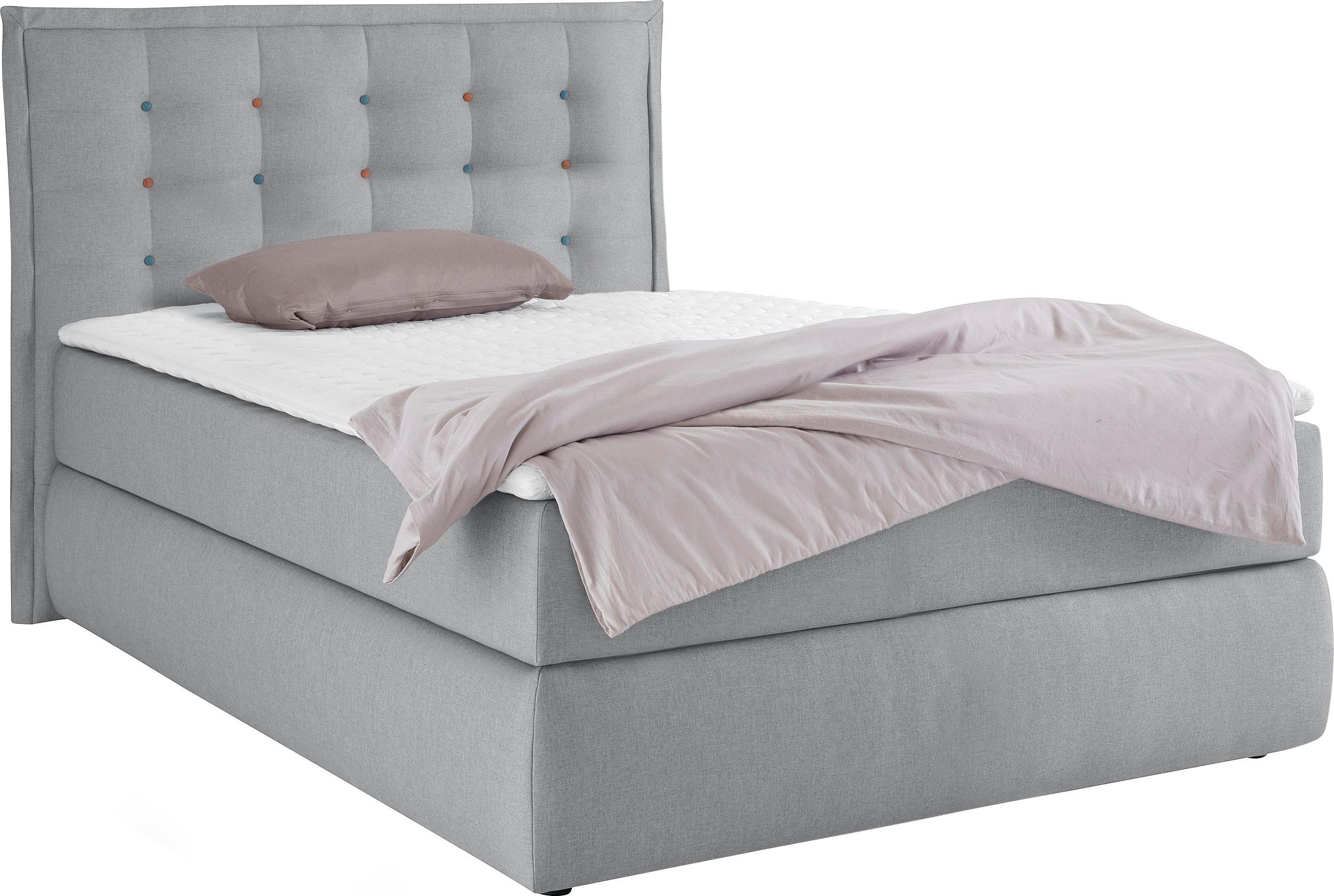 INOSIGN Boxspring Sagres Hoofdbord met 2-kleurige zachte bies en tweekleurige knopen