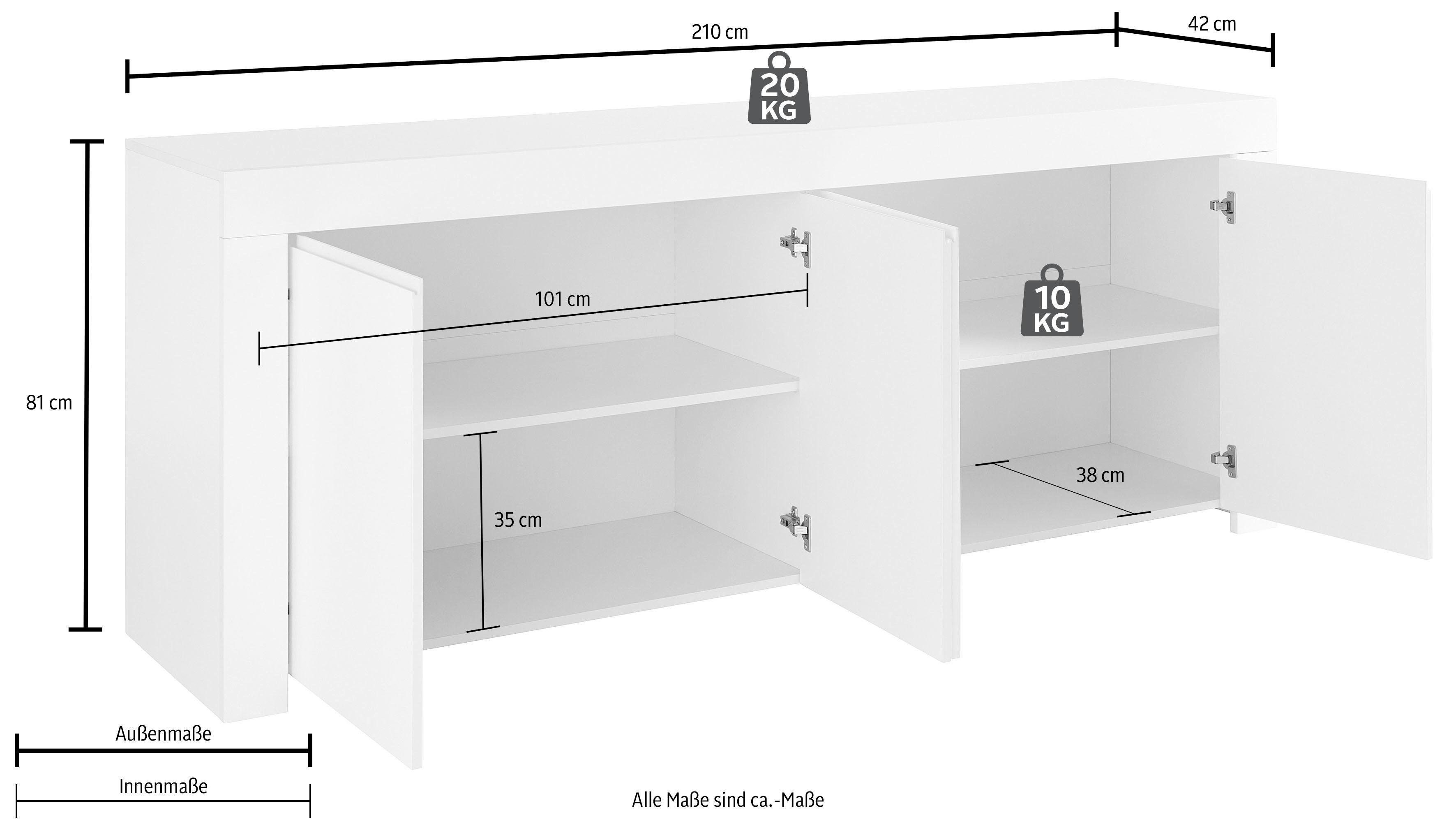 INOSIGN Dressoir Firenze Breedte 210 cm