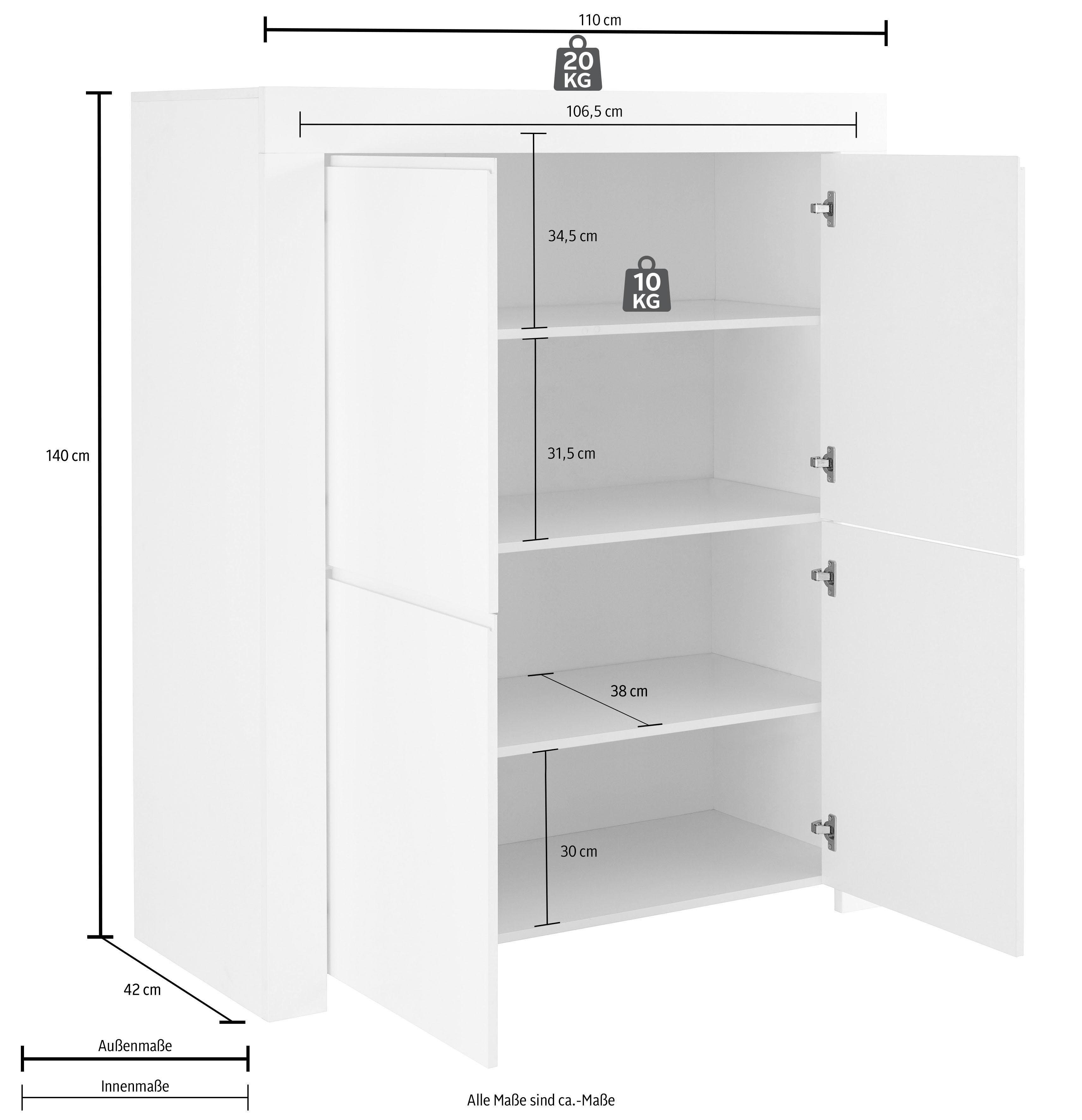 INOSIGN Highboard Firenze Breedte 110 cm