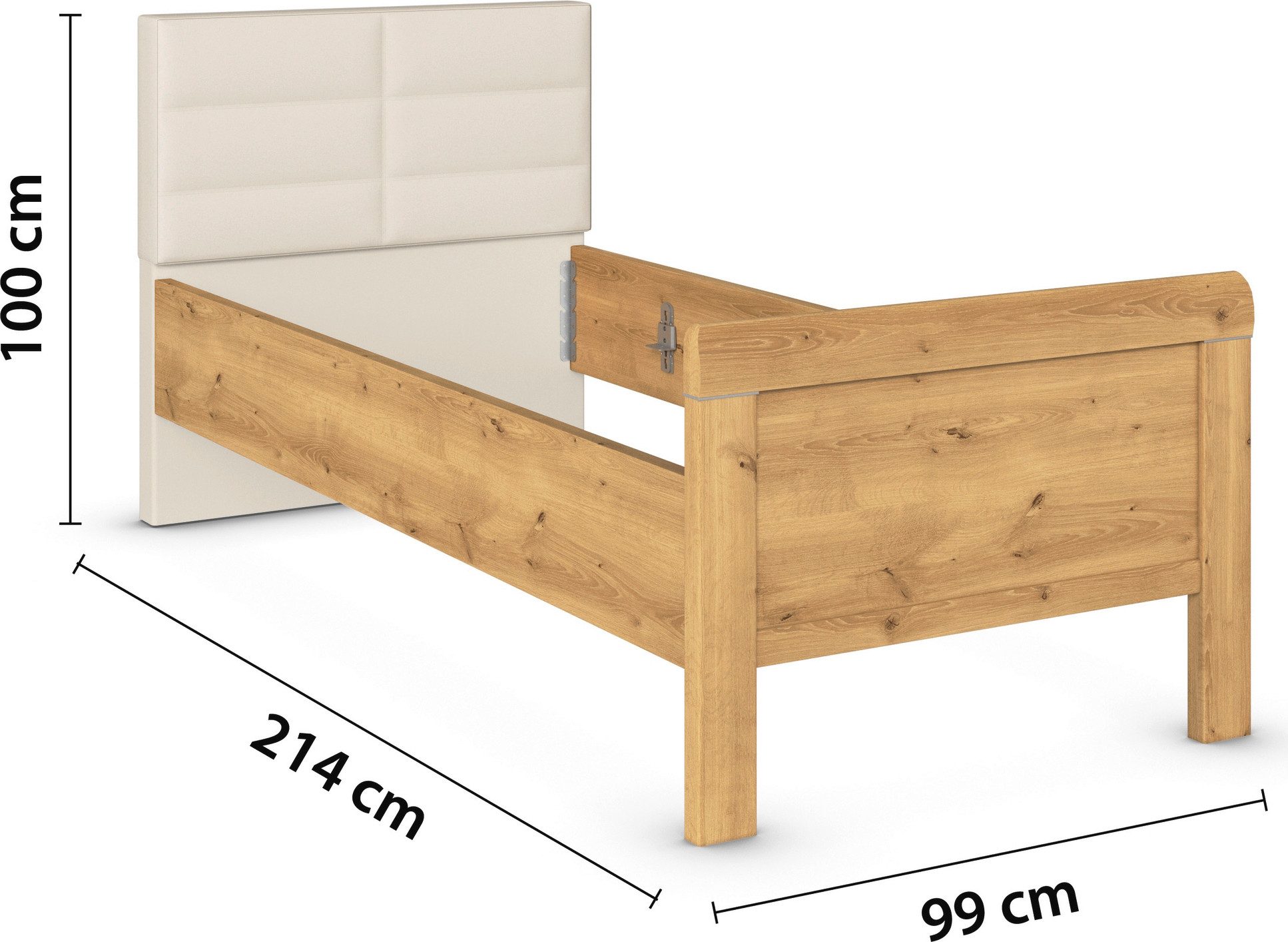 rauch Bed Eenpersoons Stollenbed EVELYN in comfortabele hoogte met gestoffeerd hoofdeinde in elegante stijl made in germany