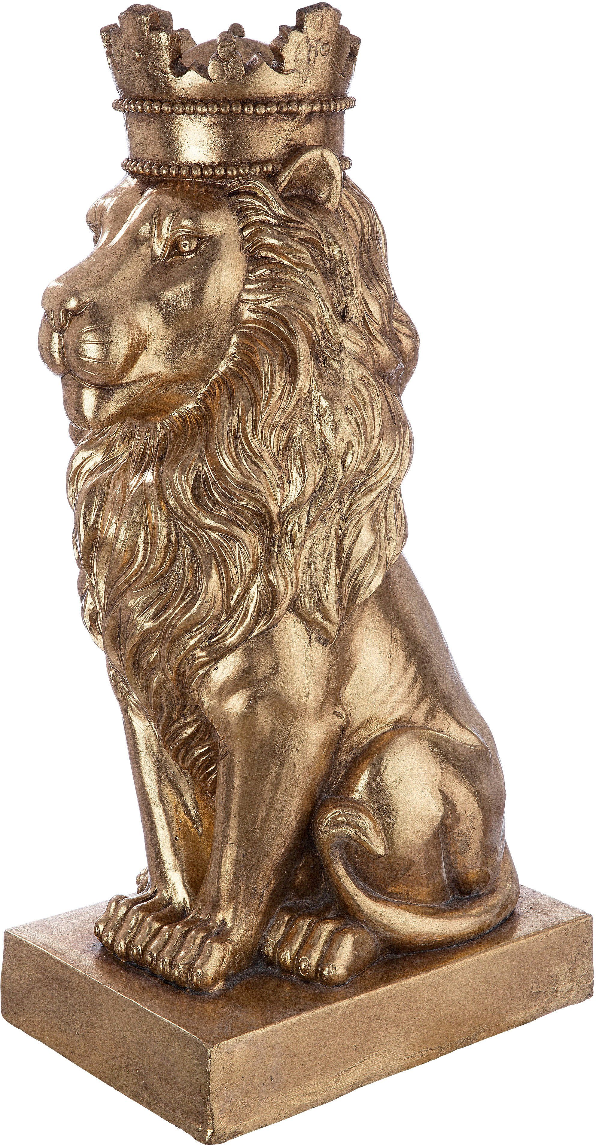 Casablanca by Gilde Decoratief figuur Sculptuur leeuw, goudkleur (1 stuk)