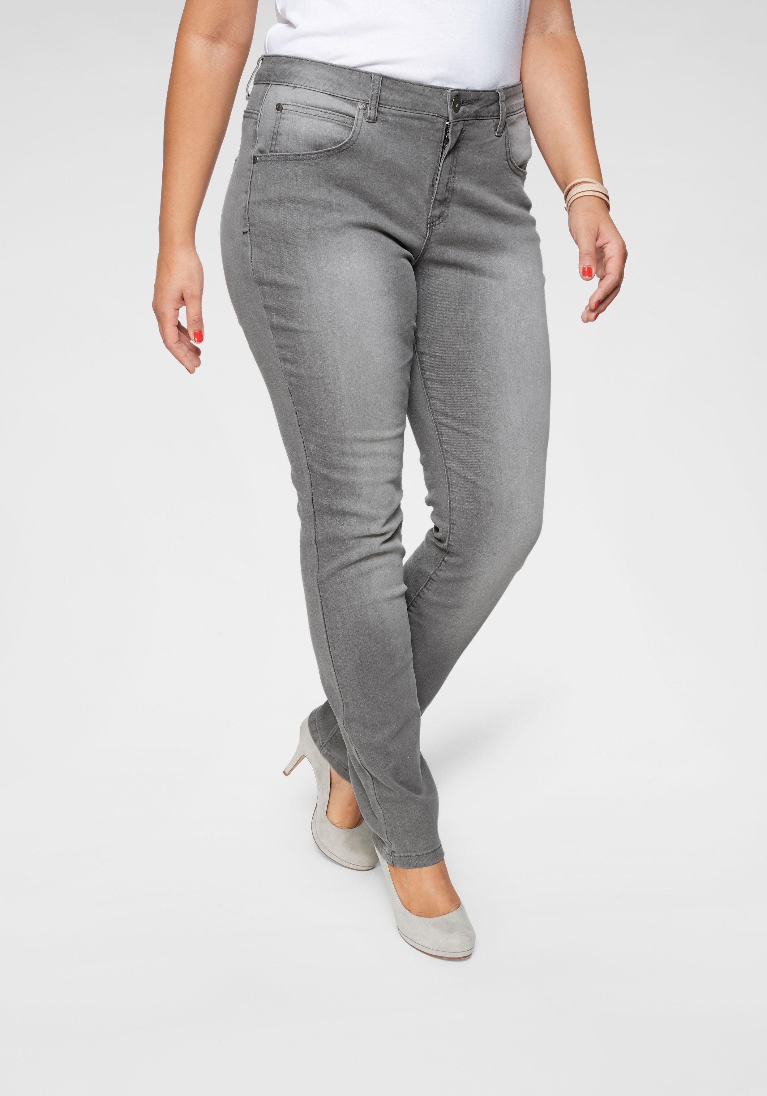 Arizona Slim fit jeans Curve-Collection hoge taille, five-pocket-ontwerp, ritssluiting
