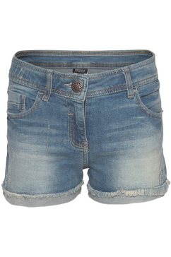 arizona jeansshort met luxueuze details en open zoom blauw