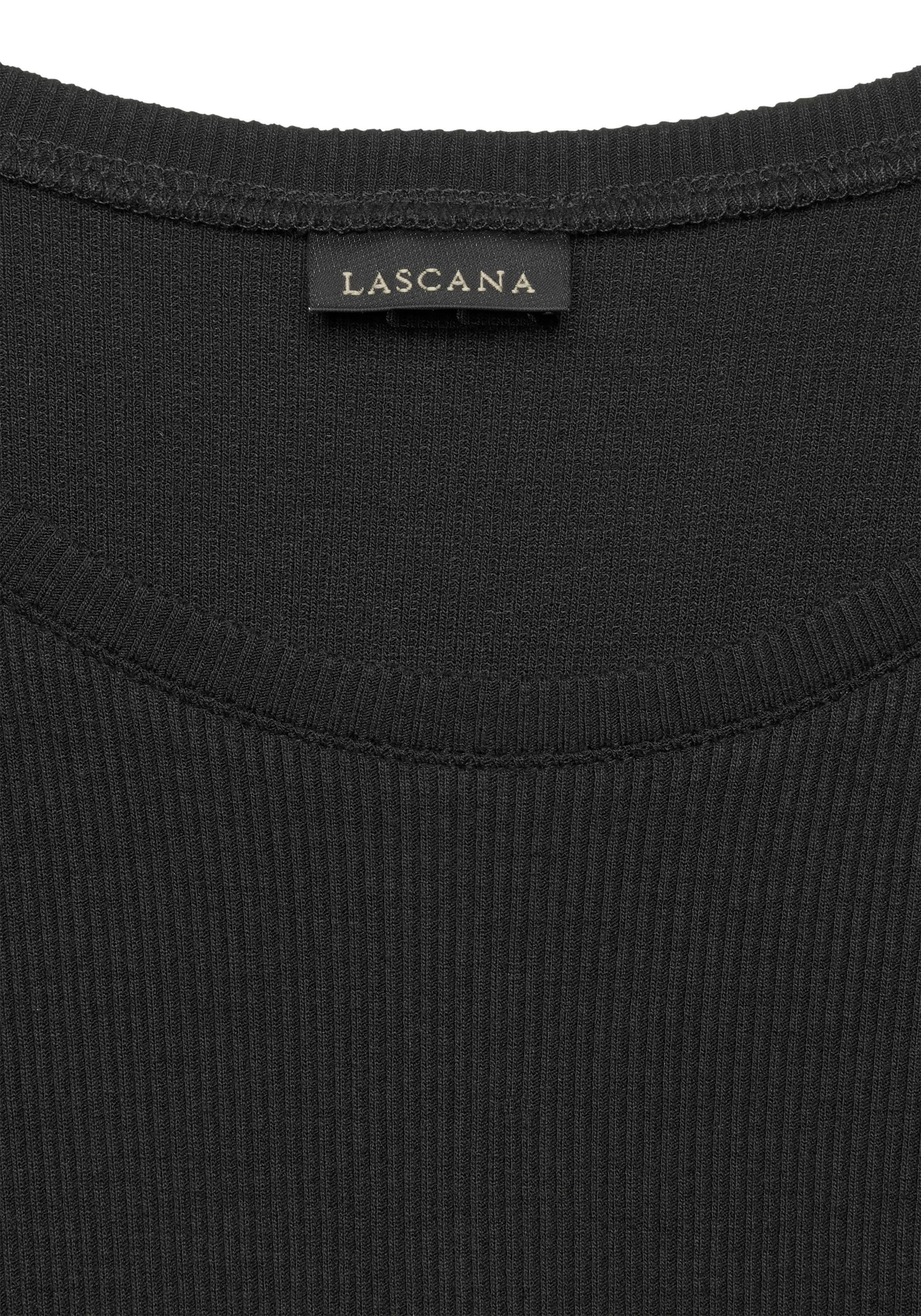 Lascana T-shirt van zacht ribmateriaal (Set van 2)