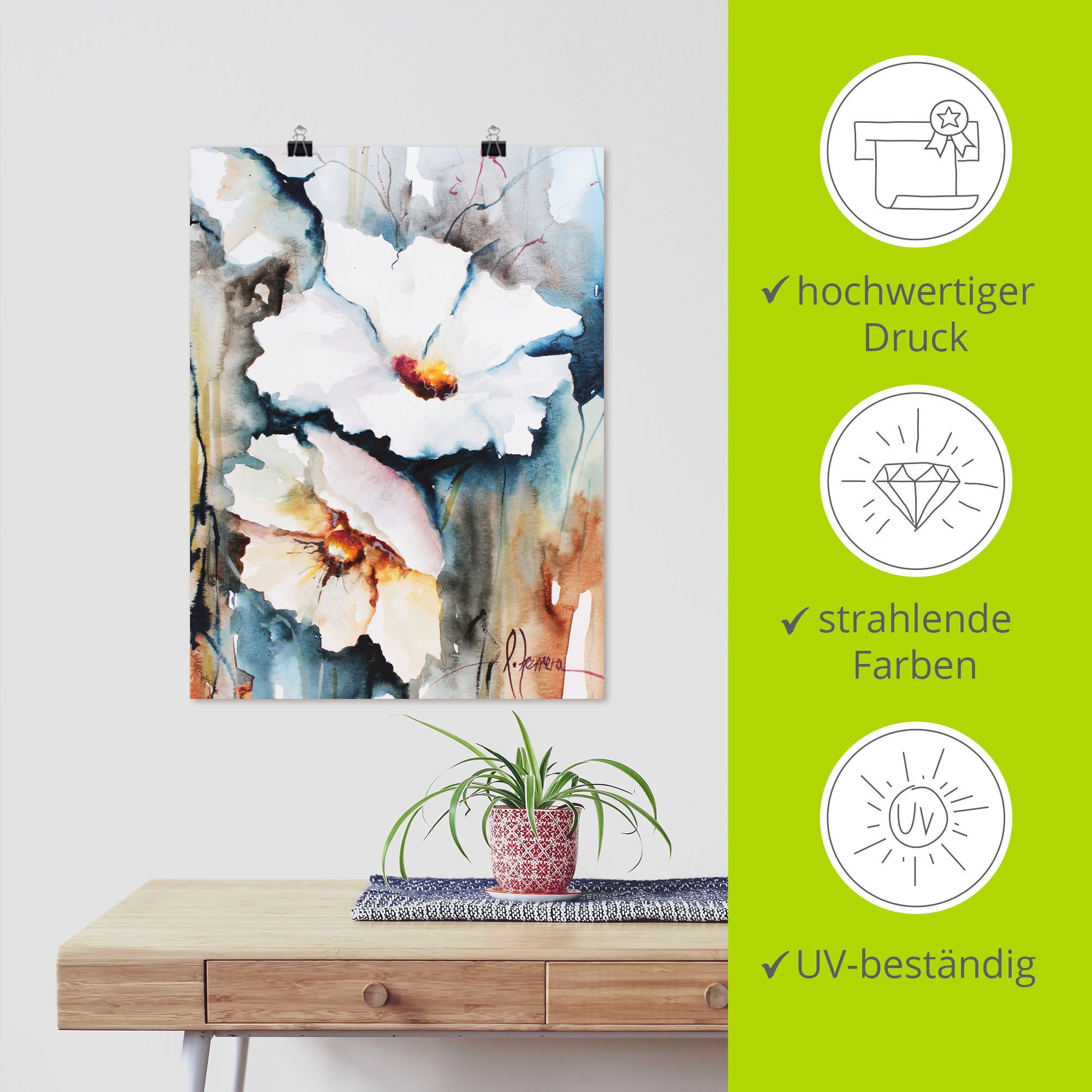 Artland Artprint Aquabloemen II als artprint van aluminium, artprint voor buiten, artprint op linnen, poster in verschillende maten. maten