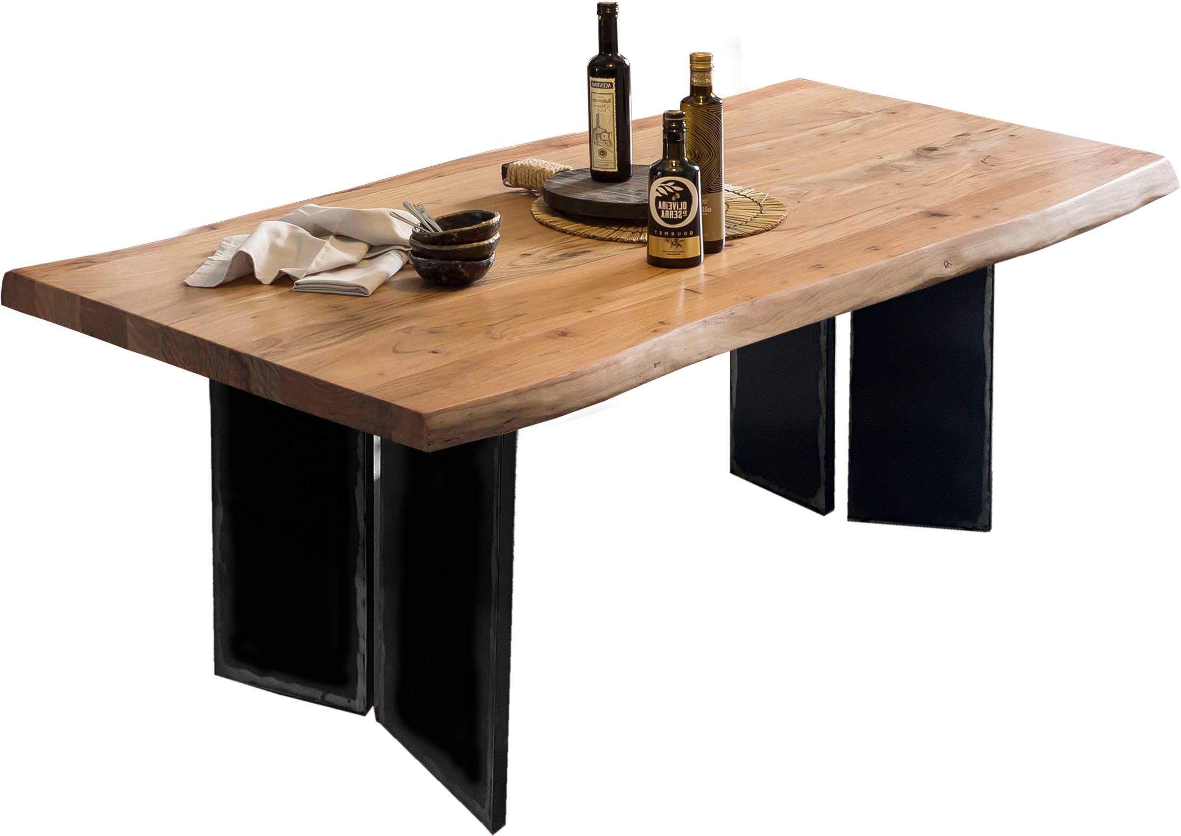 INOSIGN Tafel met hout gebeitst, gelakt en gewaxed (1 stuk) rechthoekige tafels maat 240 cm x 77,6 cm x 100 cm beige