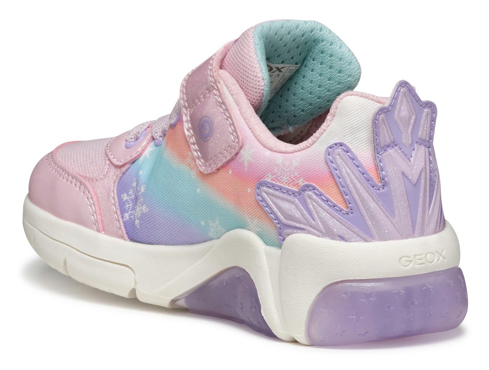 Geox Sneakers J FADINLIGHT GIRL knipper schoen , disney schoen, klittenbandschoen, frozen sneaker met knipperfunctie