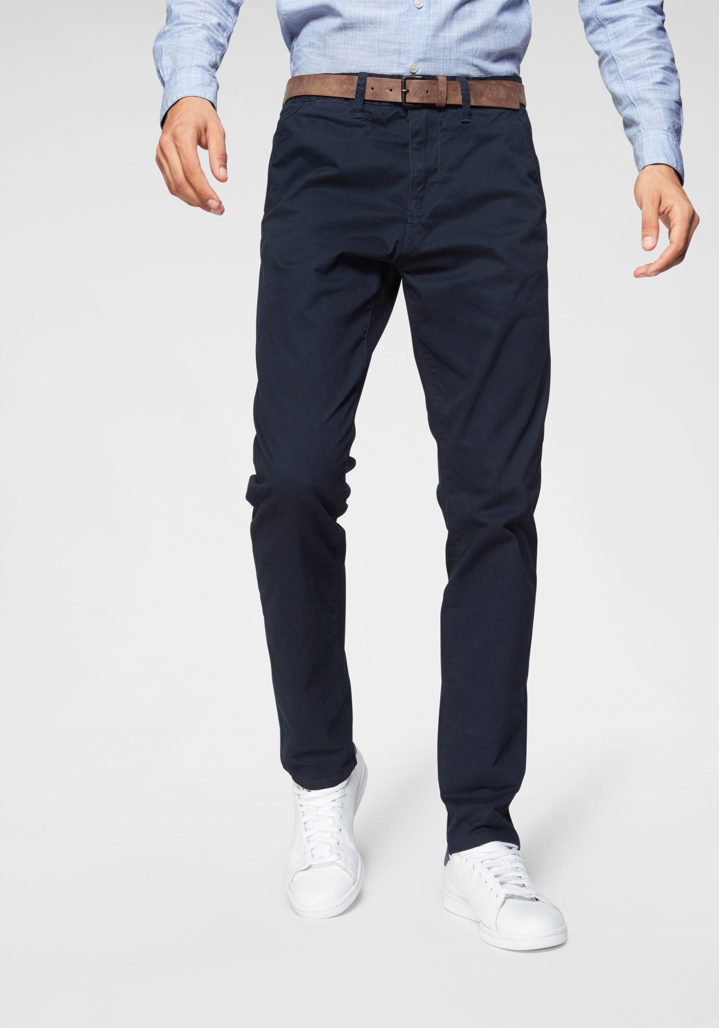 Tom Tailor Denim Chino licht voorgewassen (set, Met riem) heren chino's maat 34 blauw