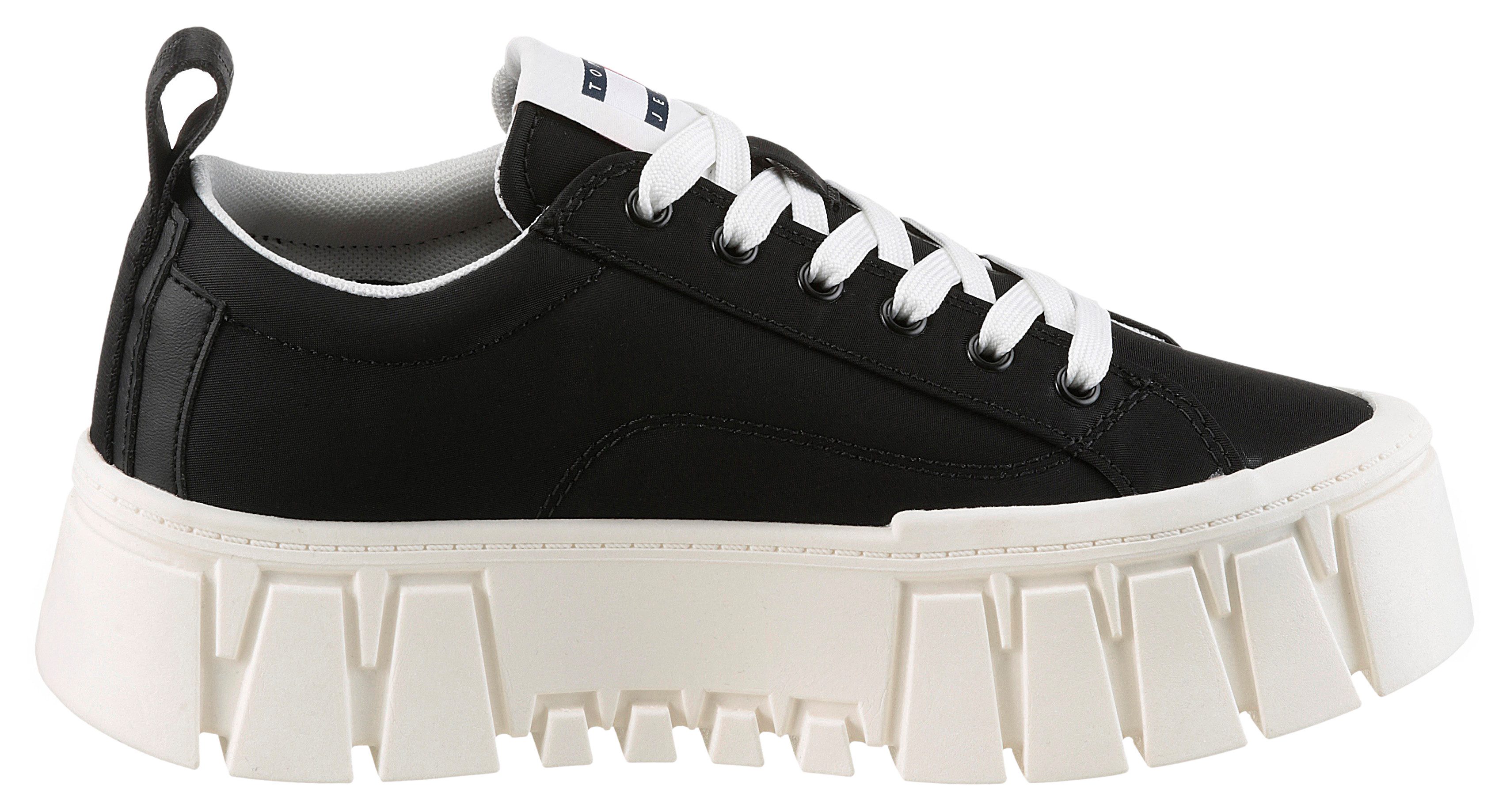 TOMMY JEANS Plateausneakers TJW FLATFORM SNEAKER NYLON , vrijetijdsschoen, lage schoen, veterschoen met opvallende plateauzool