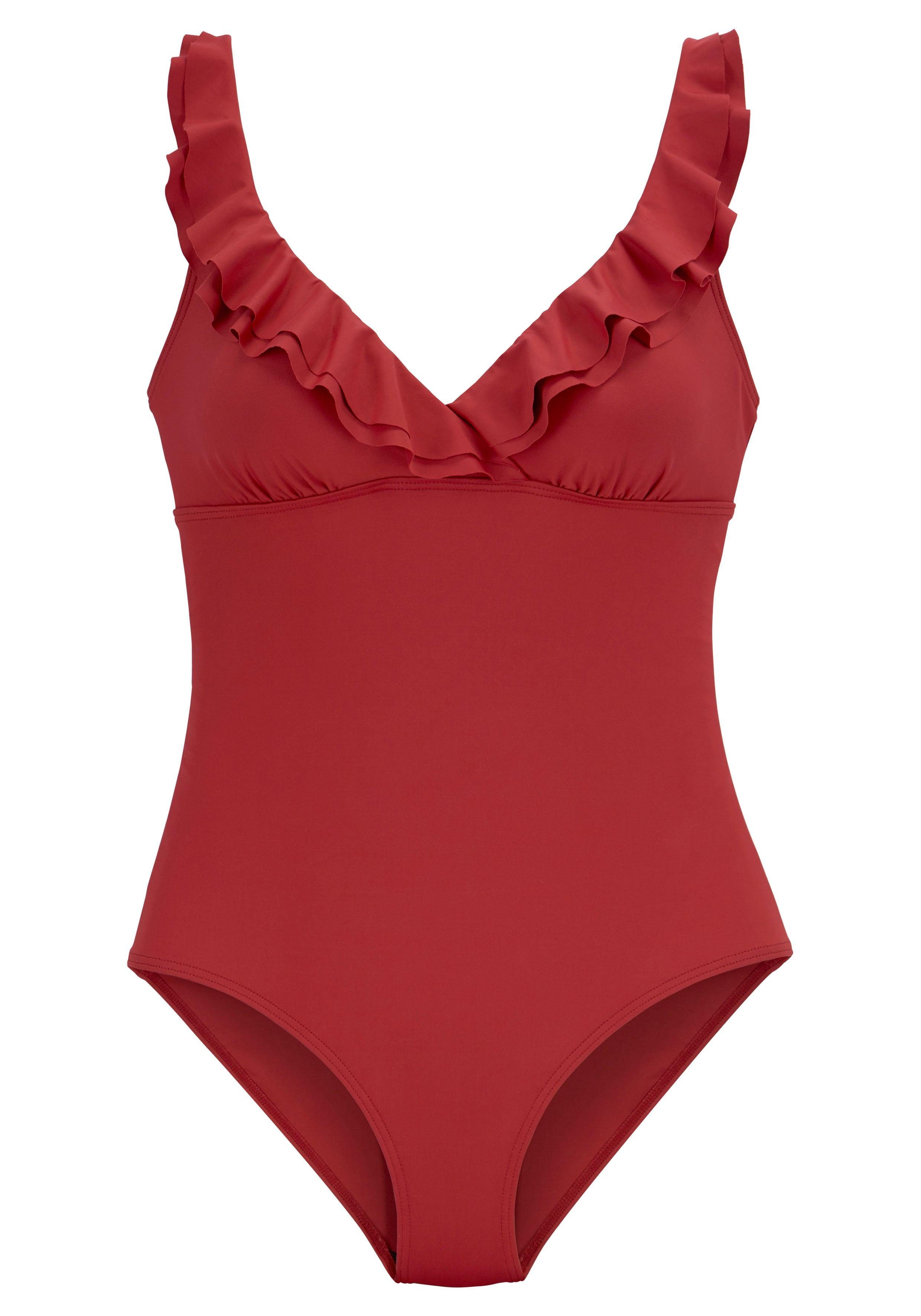 Jette Joop Badpak met elegante ruche en modellerend effect dames badpakken maat 36 C rood