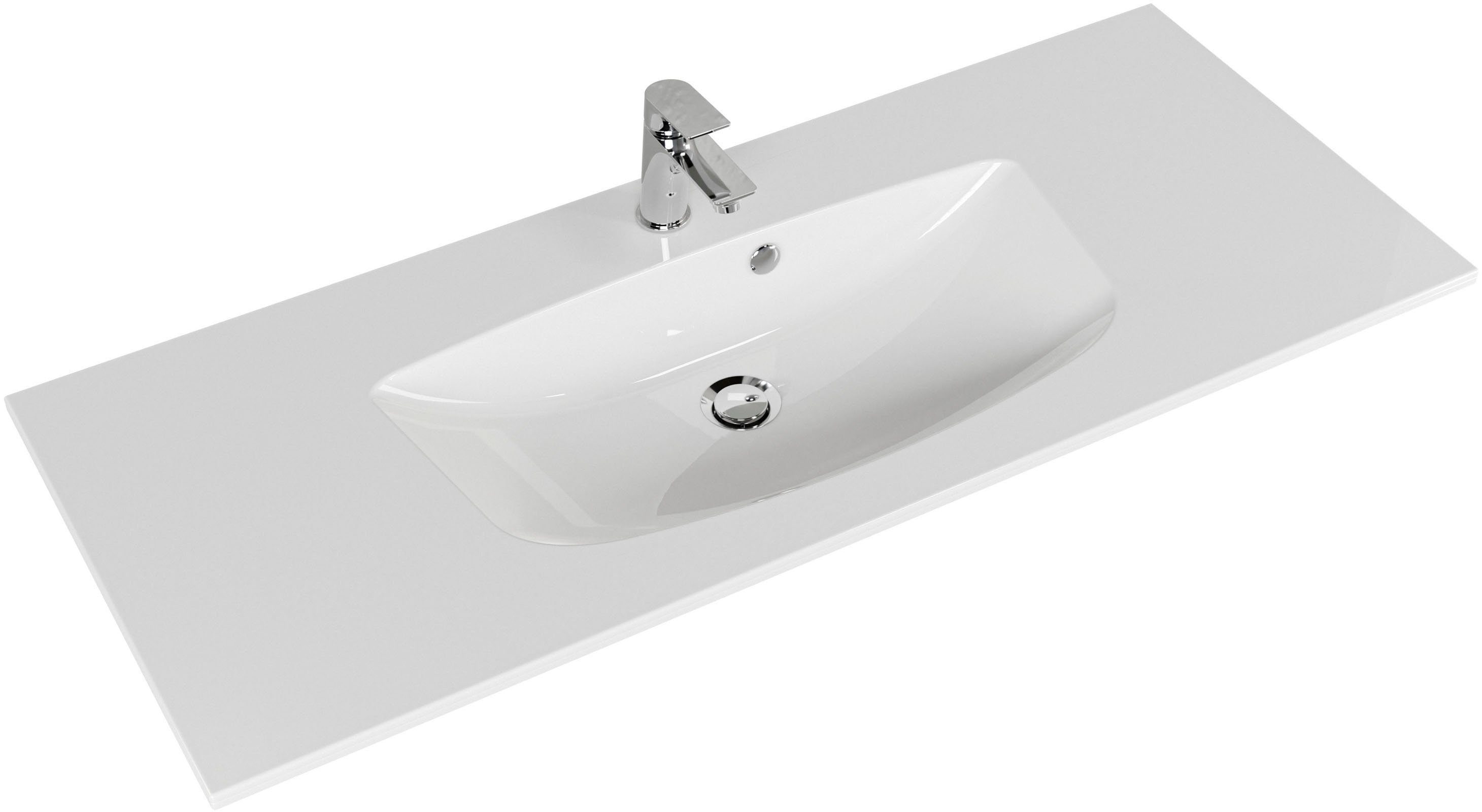 Saphir Wastafelonderkast Serie 6025 mineraalmarmeren wastafel met onderkast, 117 cm breed (2-delig)
