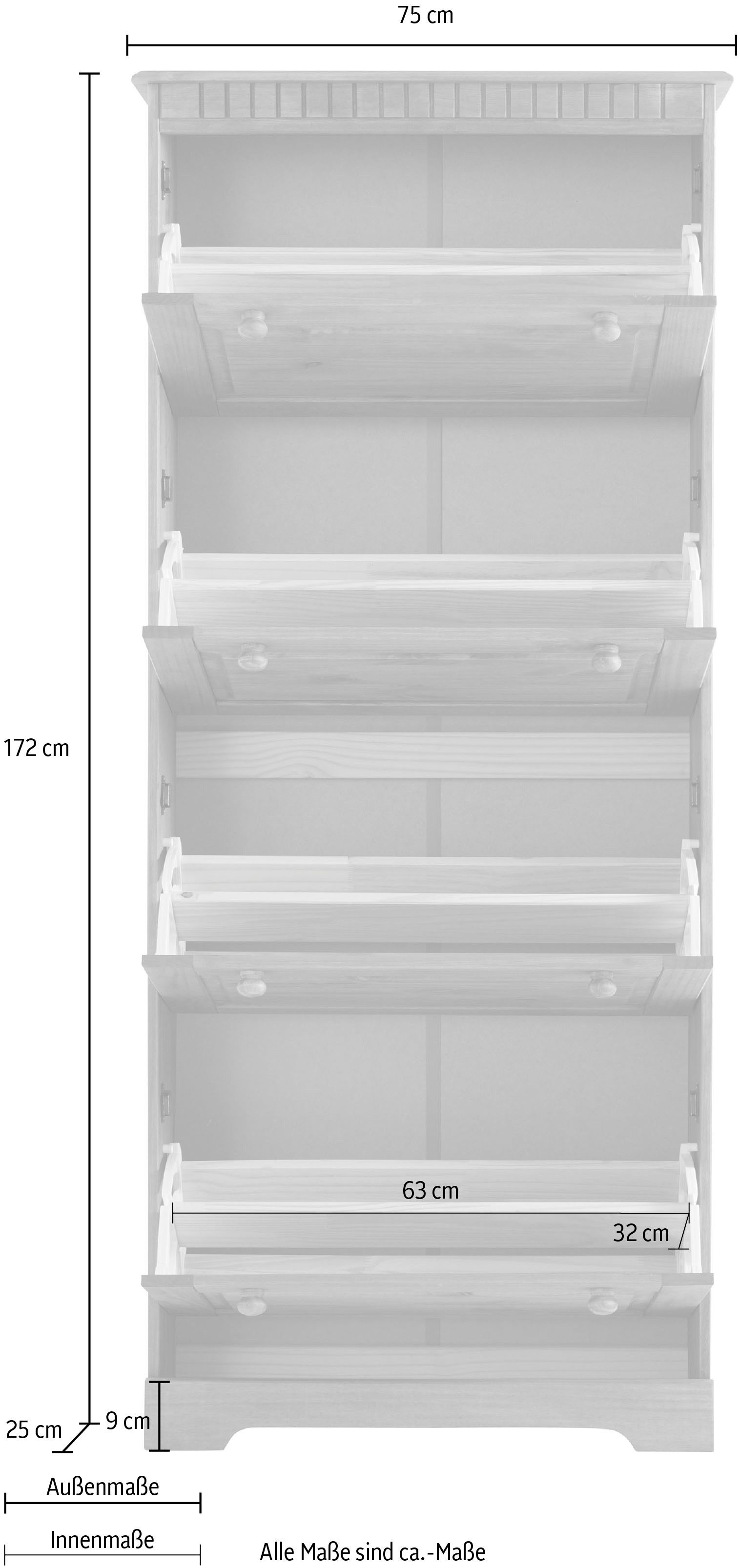 Home affaire Schoenenkast Lisa met 4 kleppen, hoogte 172 cm, breedte 75 cm