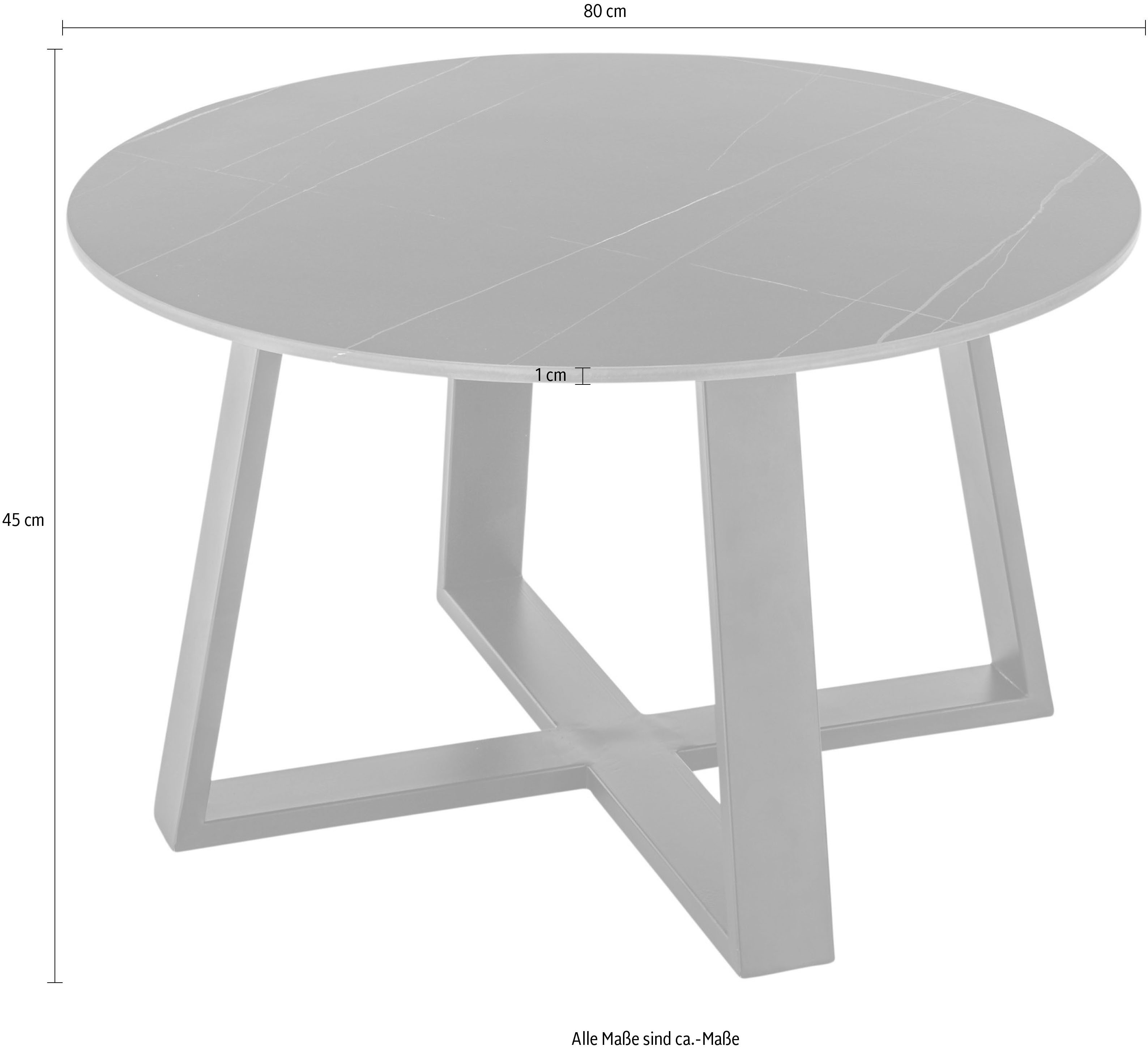 Stolkom Salontafel Tanea salontafel keramiek rond zwart gemarmerd BxHxD 110x40x70 cm