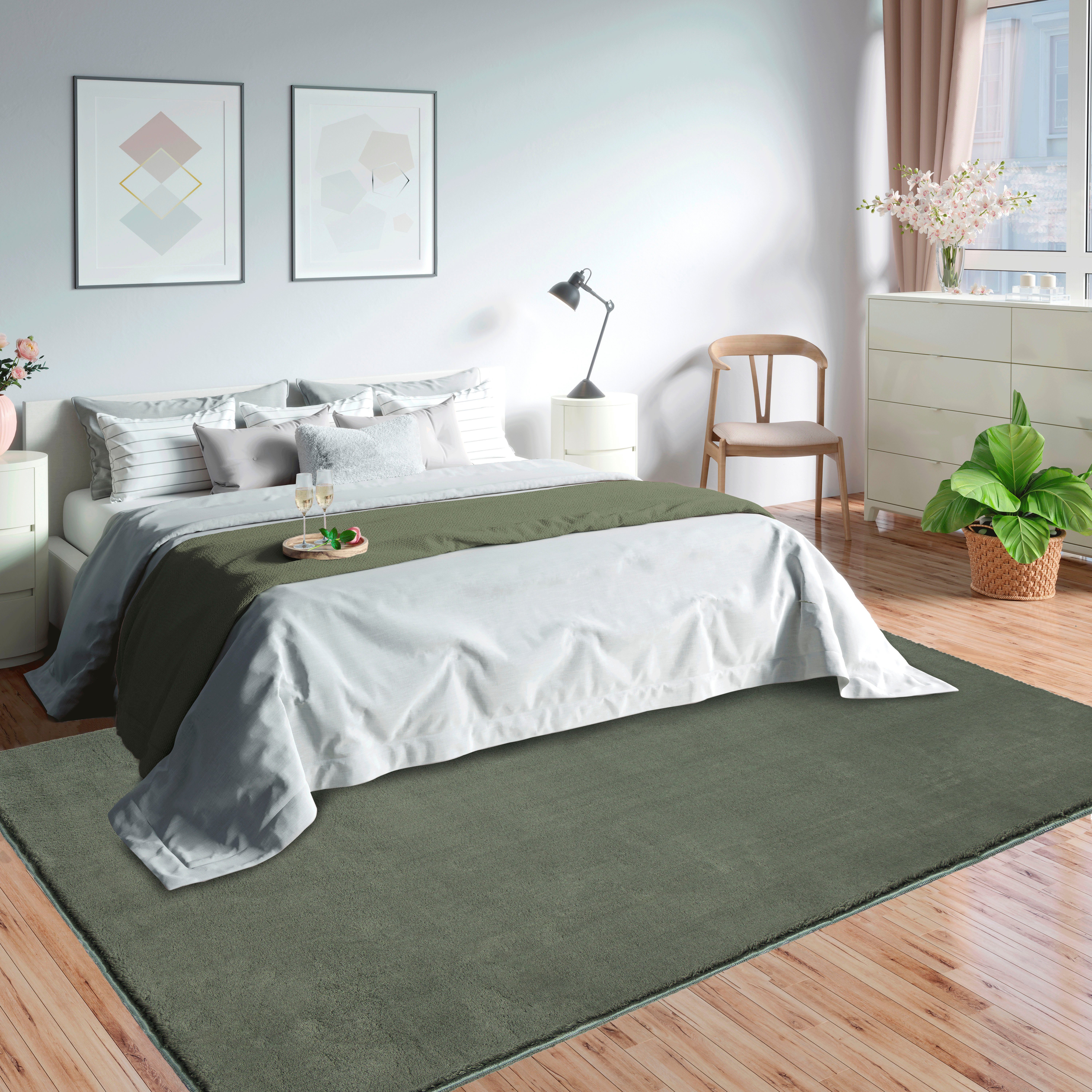 merinos Vloerkleed Loft 37, vloerkleed van imitatiebont zacht en knus, bont gevoel, anti-slip onderkant,