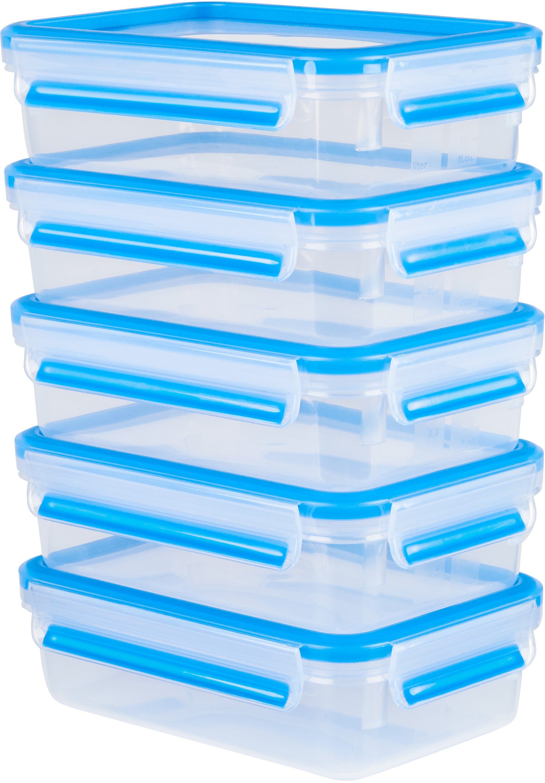 Emsa Vershoudtrommel Clip & Close Set: 10-delig, 5x0,8L, 5x deksel, kunststof, hygiënisch, versheidafdichting (set, 10-delig)