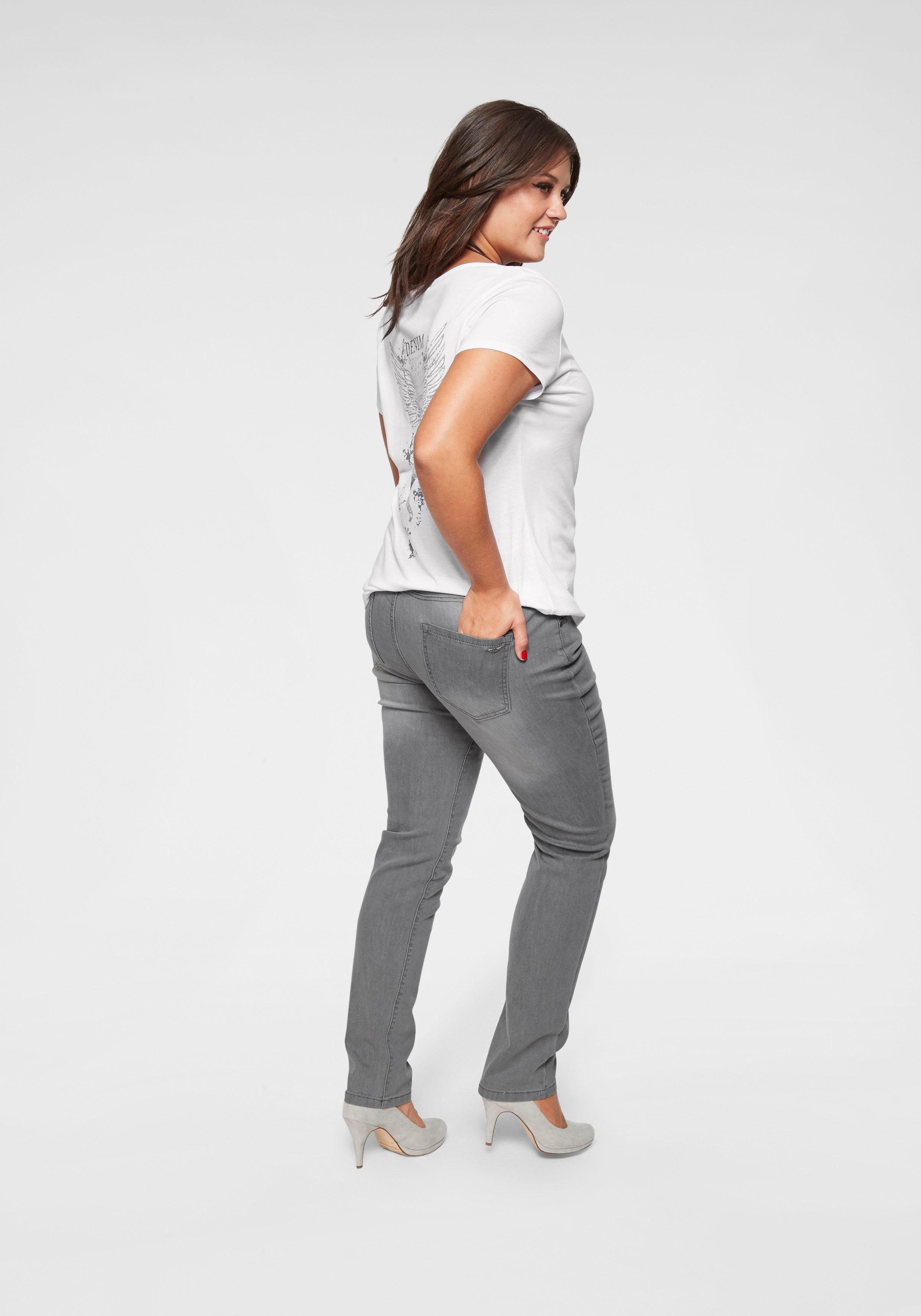 Arizona Slim fit jeans Curve-Collection hoge taille, five-pocket-ontwerp, ritssluiting