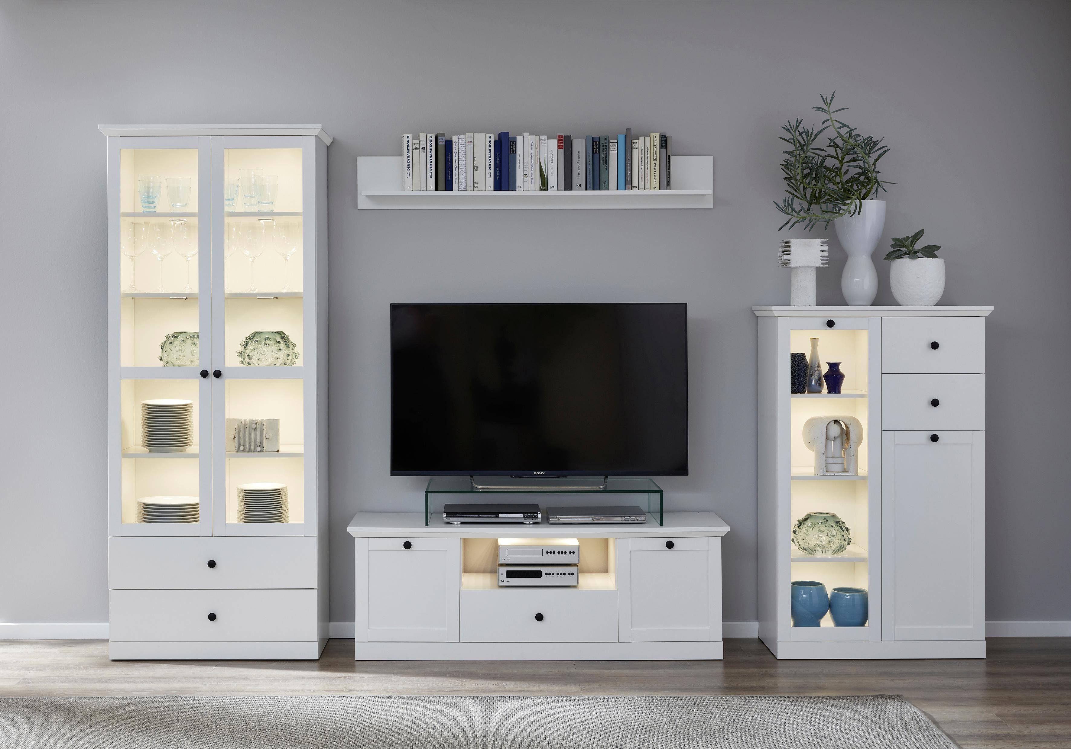 Home affaire Wandmeubel Örebro Woonkamermeubels in tijdloos landhuisstijl - met volledige uittrekfunctie (set, 4-delig) tv-wandmeubels wit