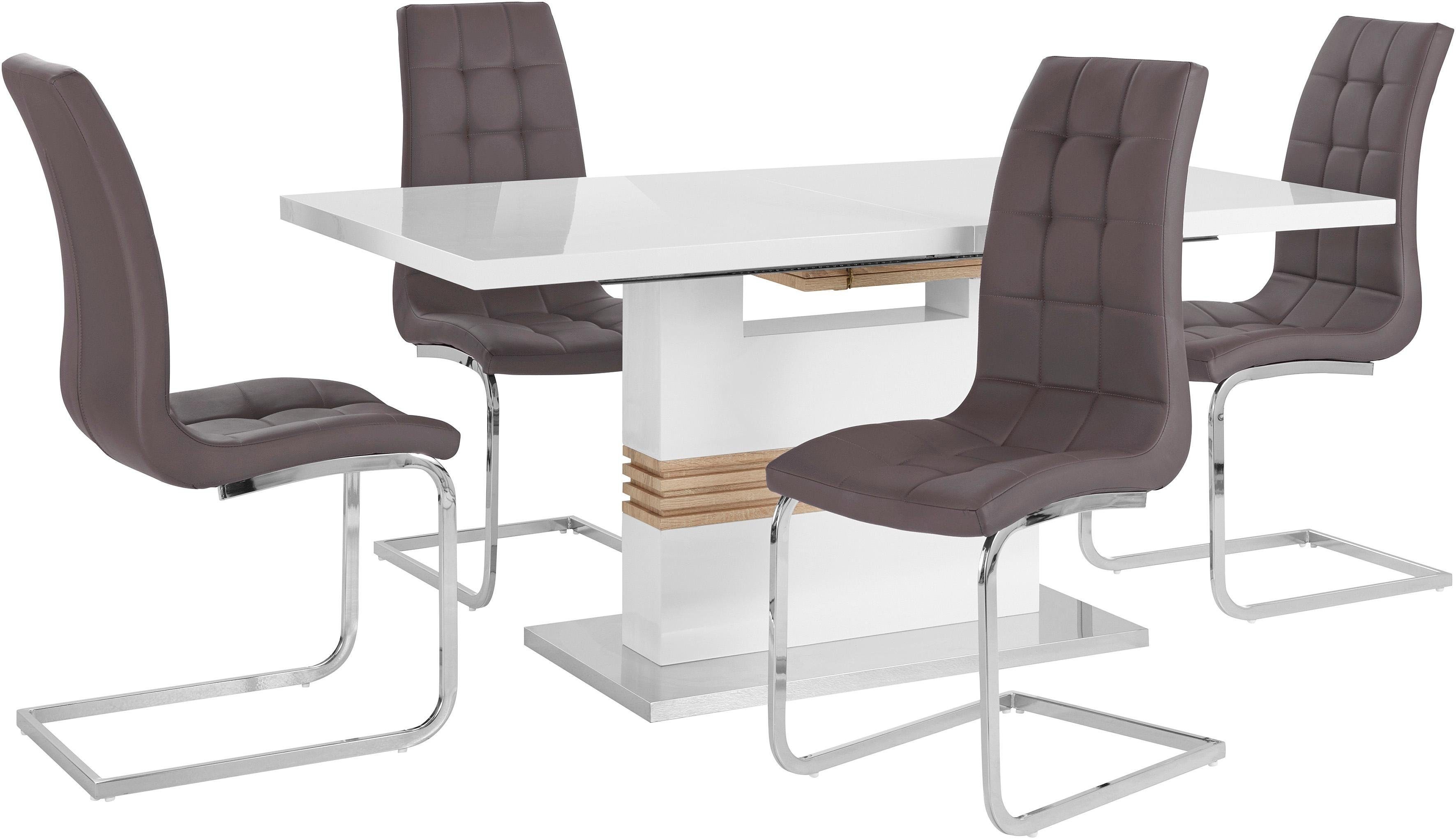 INOSIGN Eethoek Perez/Lola met 4 stoelen, tafel uittrekbaar, breedte 160-200 cm (set, 5-delig)