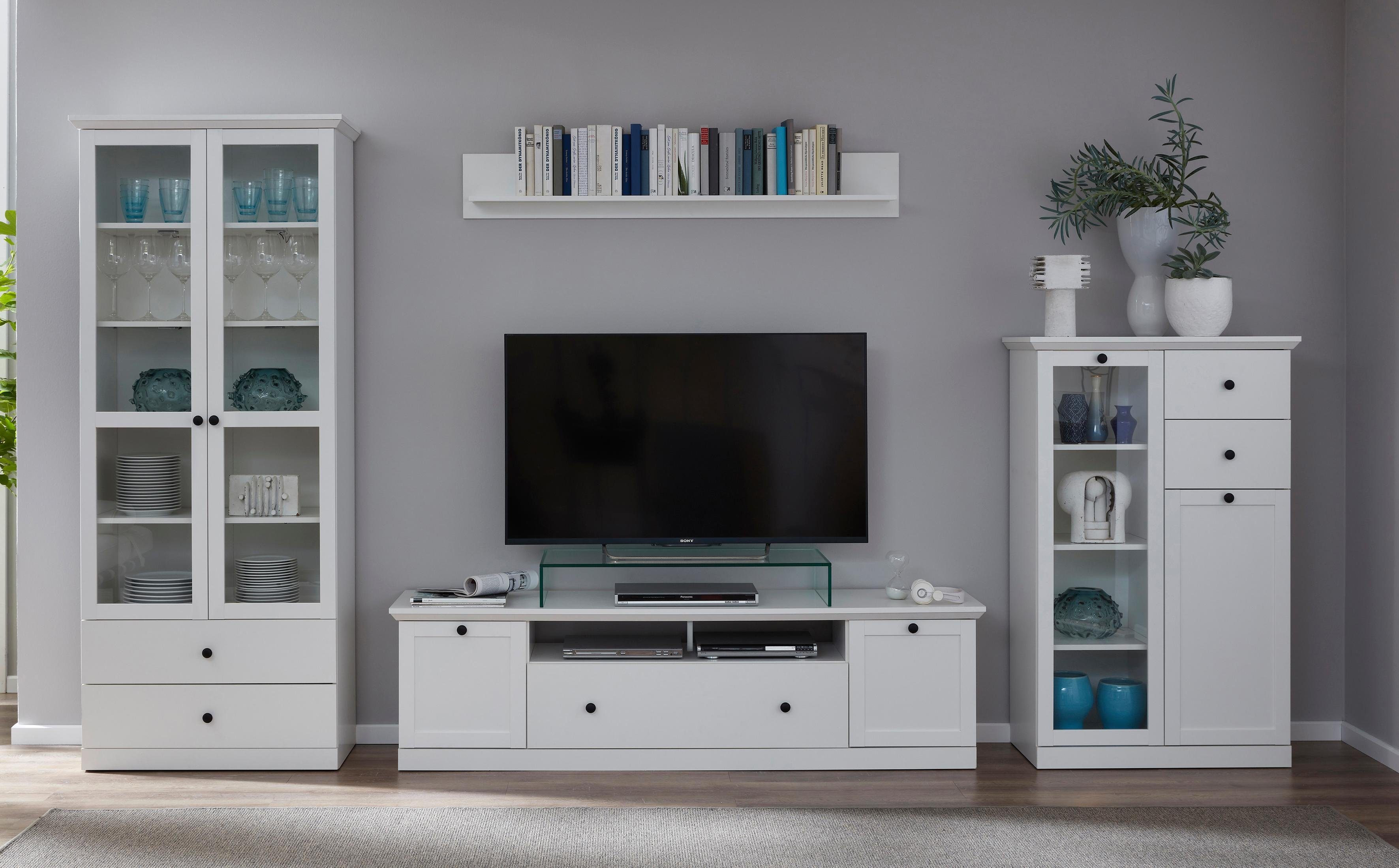 Home affaire Wandmeubel Örebro tijdloze landelijke stijl, volledig uittrekbaar, verlichting optioneel (set, 4-delig) tv-wandmeubels wit