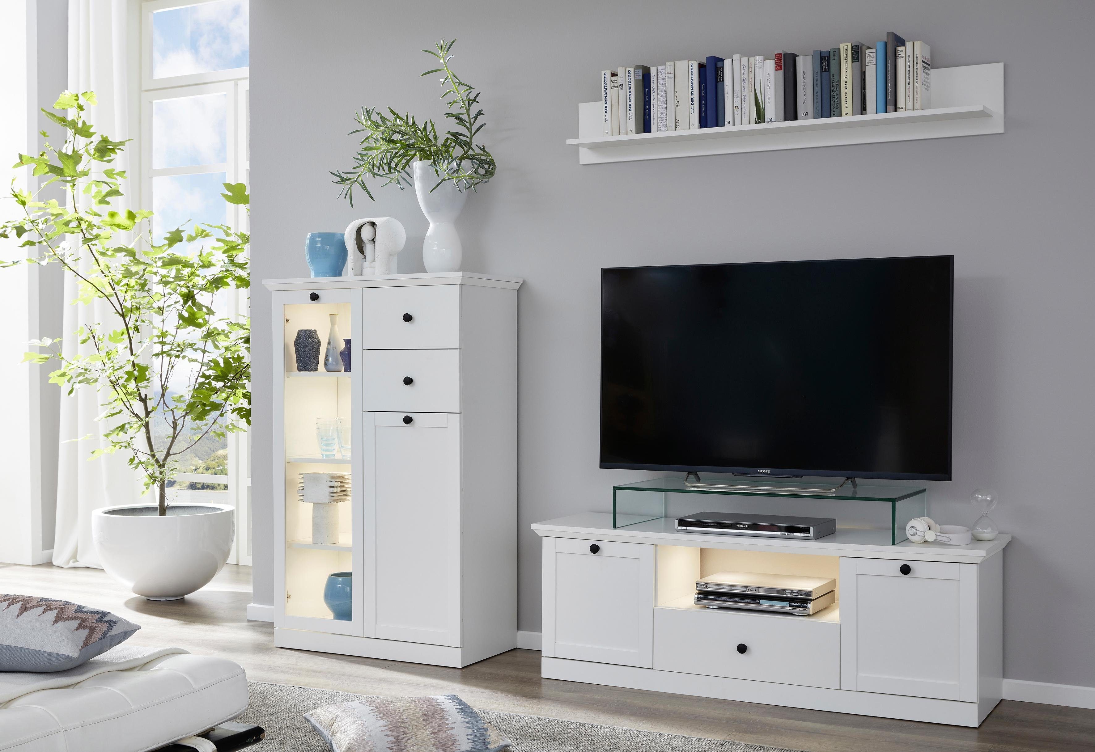 Home affaire Tv-meubel Örebro Commode, tijdloze landhuisstijl, met volledige uittrekbaarheid, verlichting optioneel