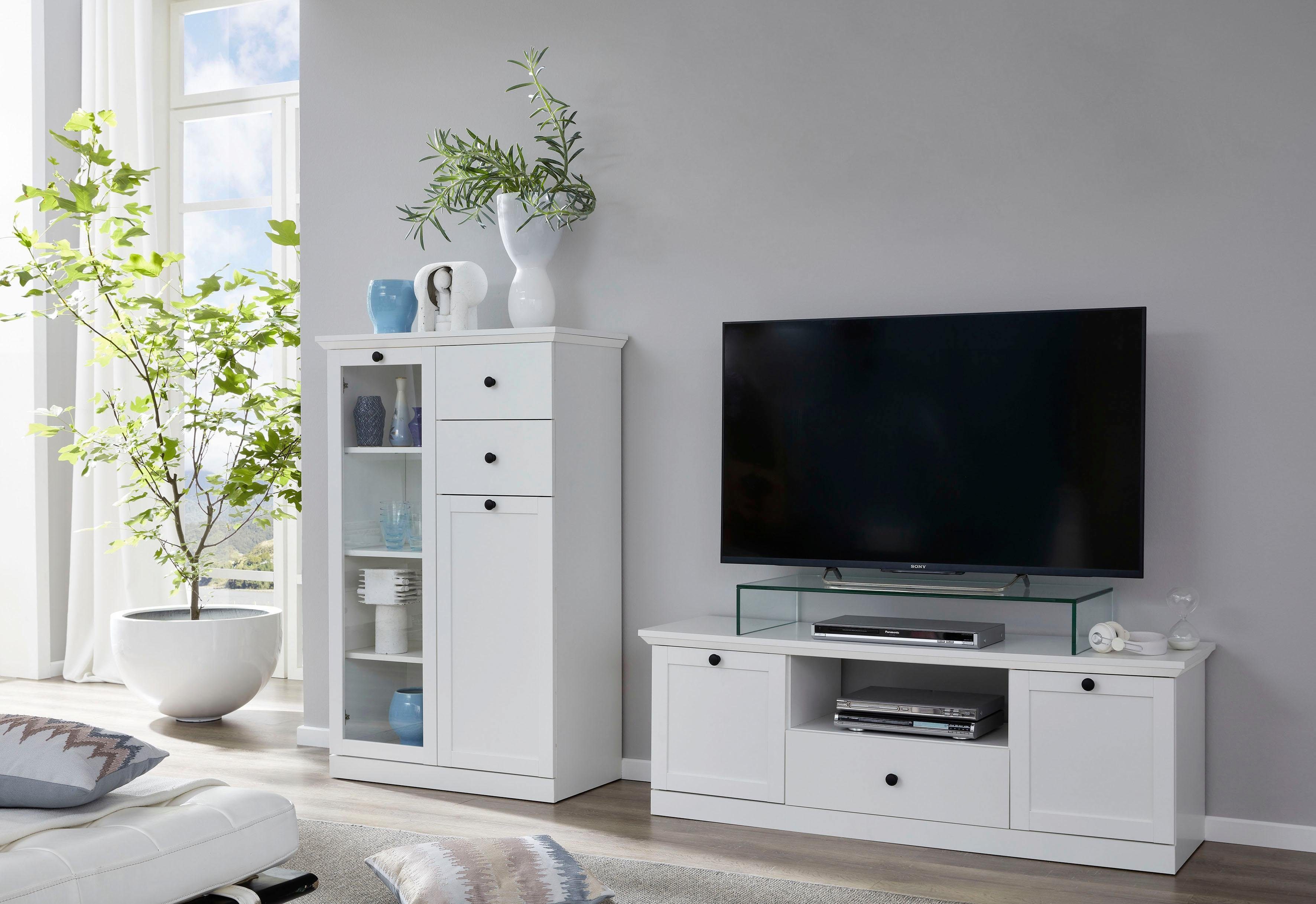 Home affaire Wandmeubel Örebro tijdloze landelijke stijl, volledig uittrekbaar, verlichting optioneel (set, 2-delig)