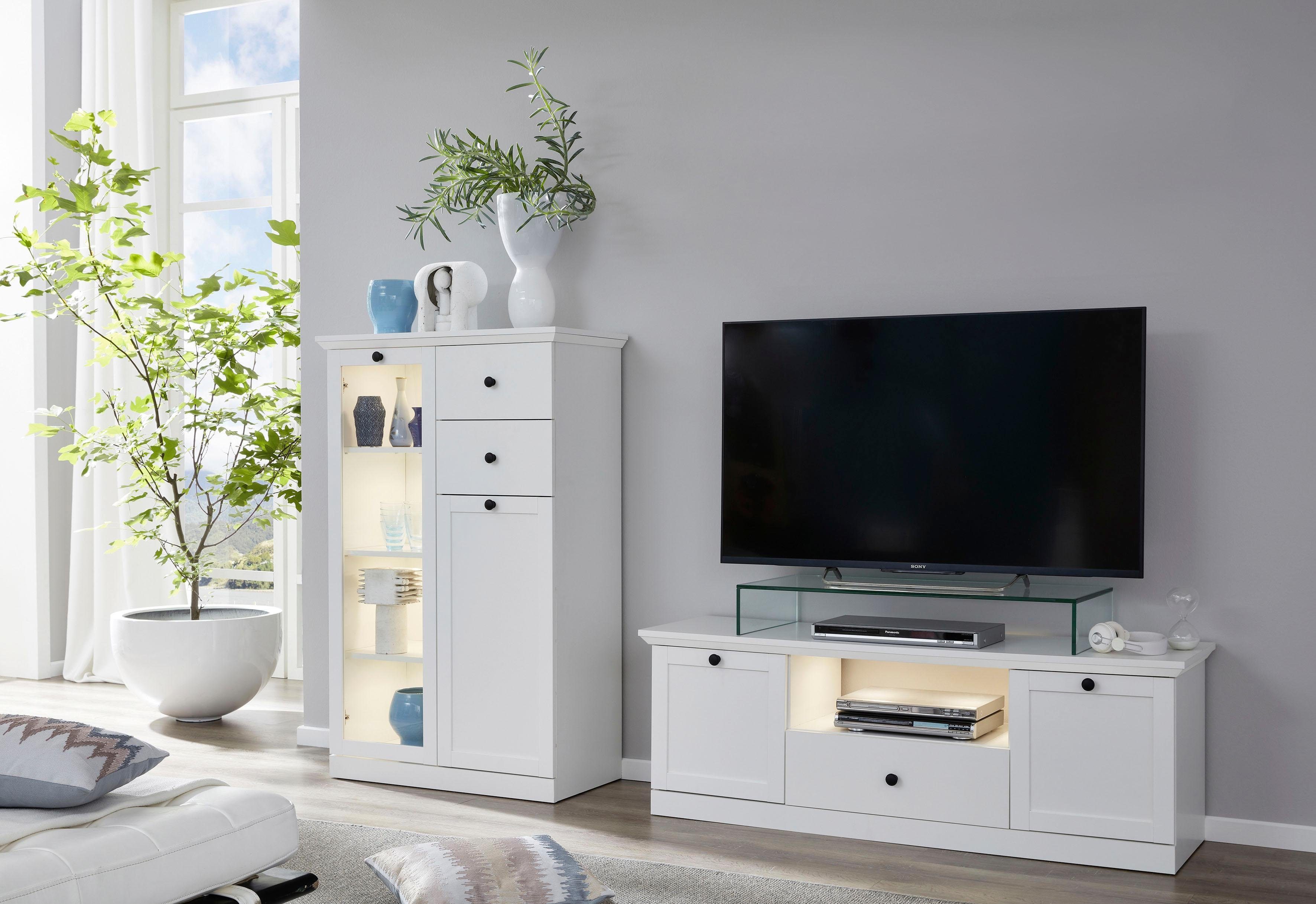 Home affaire Wandmeubel Örebro tijdloze landelijke stijl, volledig uittrekbaar, verlichting optioneel (set, 2-delig)
