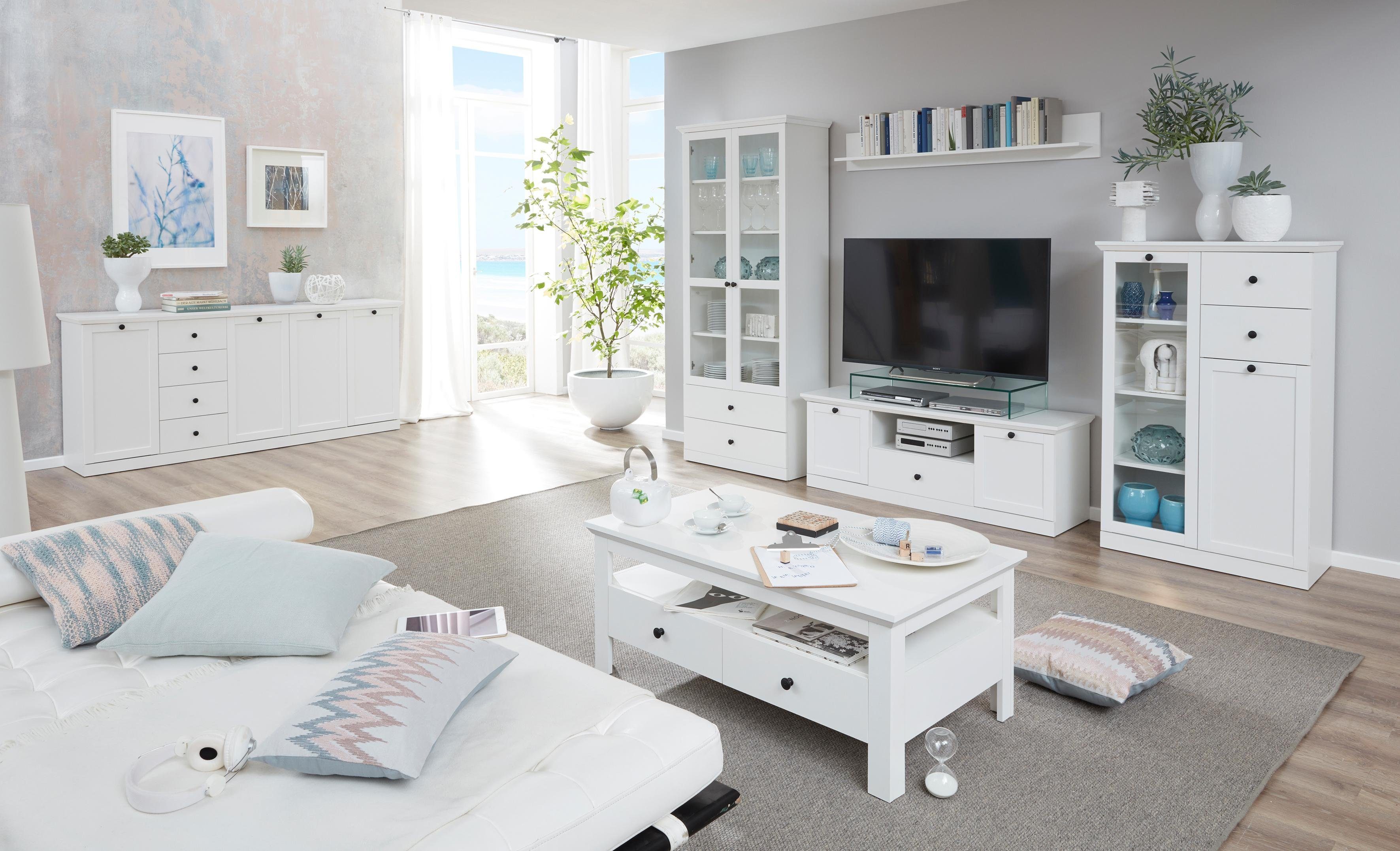 Home affaire Tv-meubel Örebro Commode, tijdloze landhuisstijl, met volledige uittrekbaarheid, verlichting optioneel