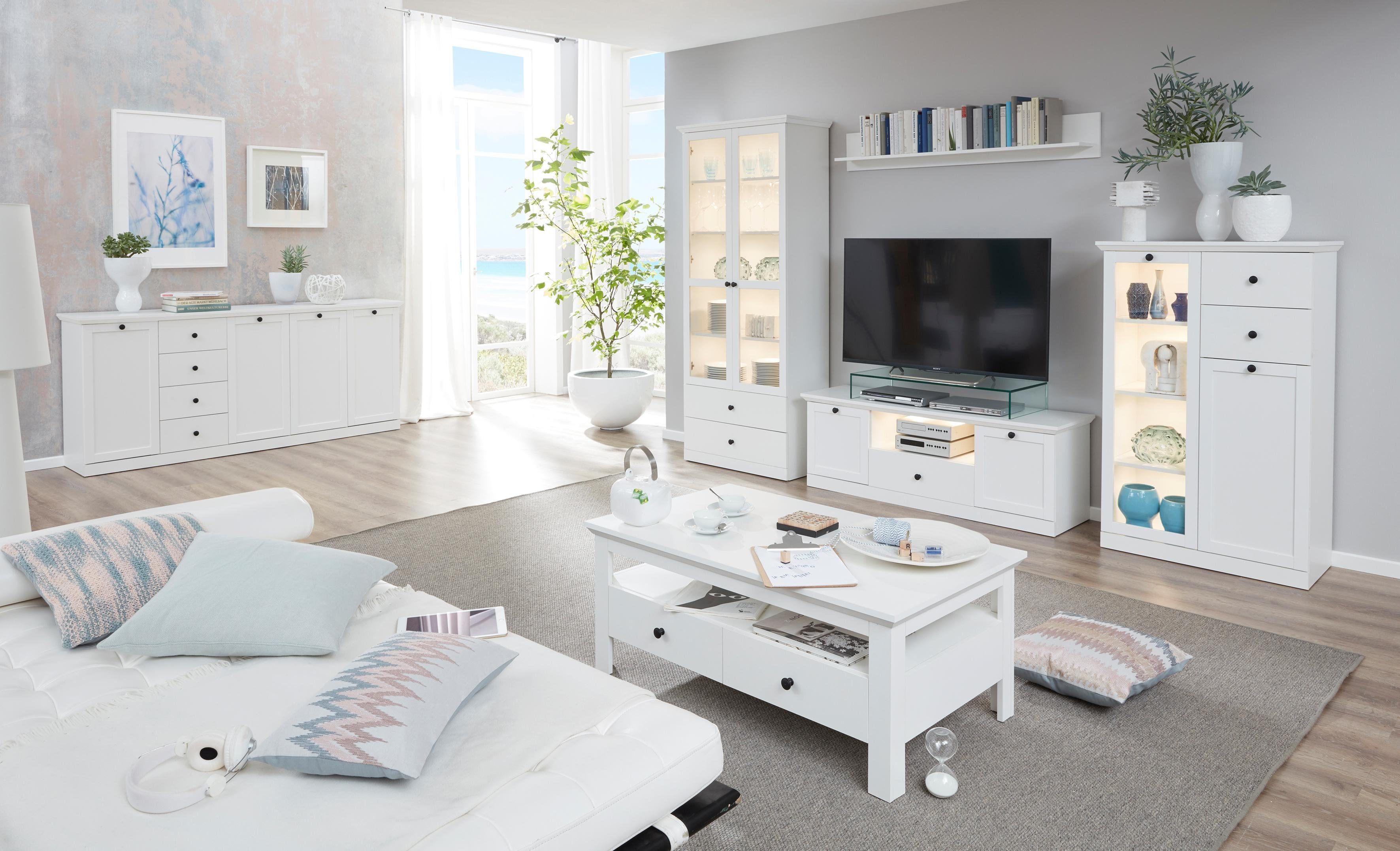 Home affaire Wandmeubel Örebro Woonkamermeubels in tijdloos landhuisstijl - met volledige uittrekfunctie (set, 4-delig)