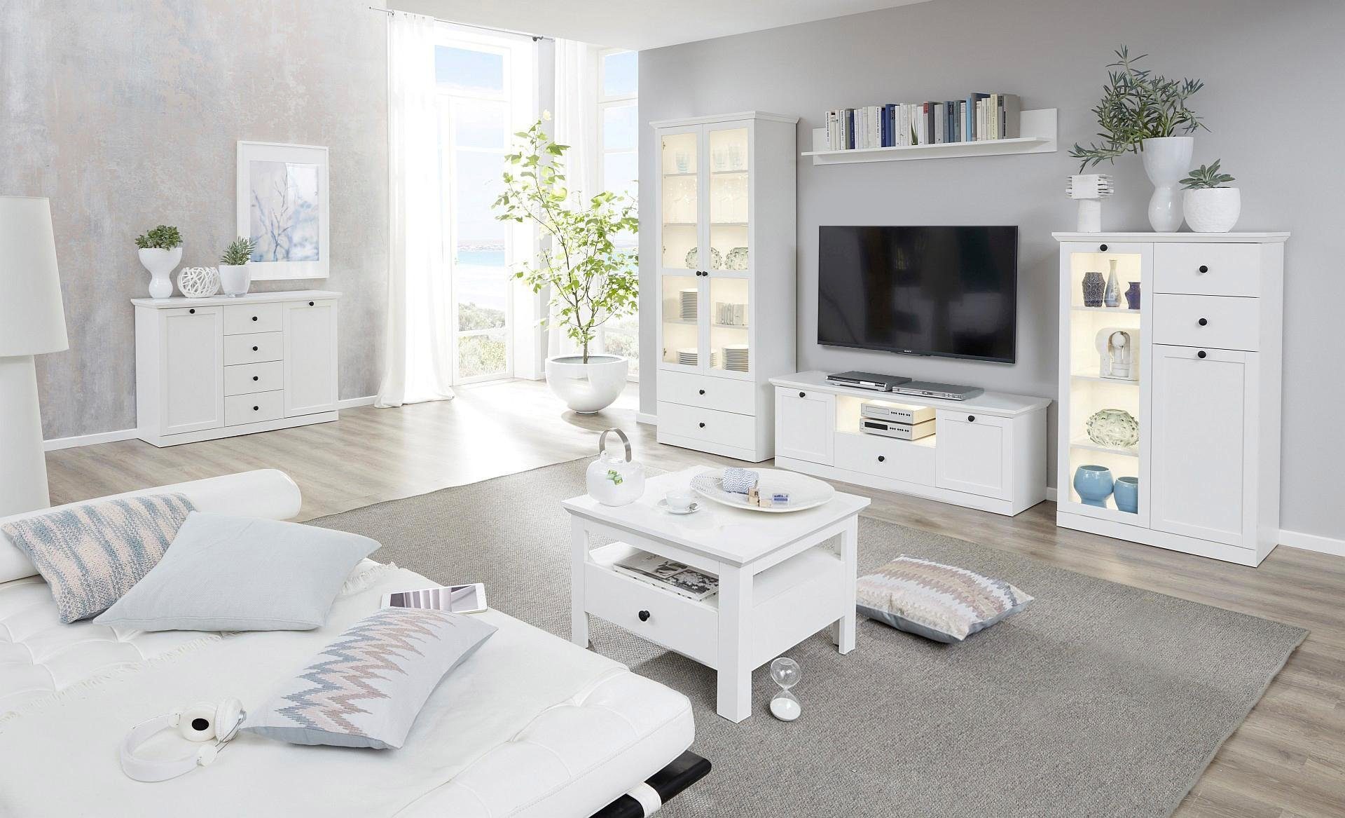 Home affaire Tv-meubel Örebro Commode, tijdloze landhuisstijl, met volledige uittrekbaarheid, verlichting optioneel